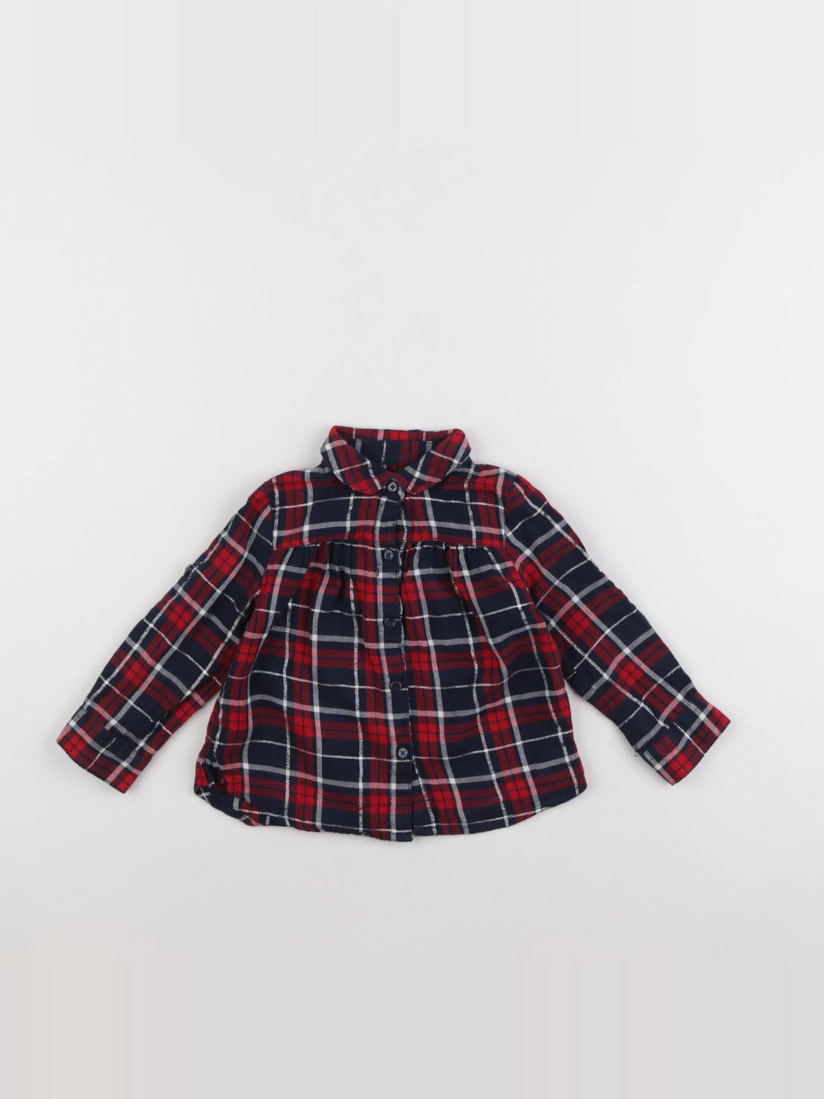 Vertbaudet - blouse bleu, rouge - 2 ans