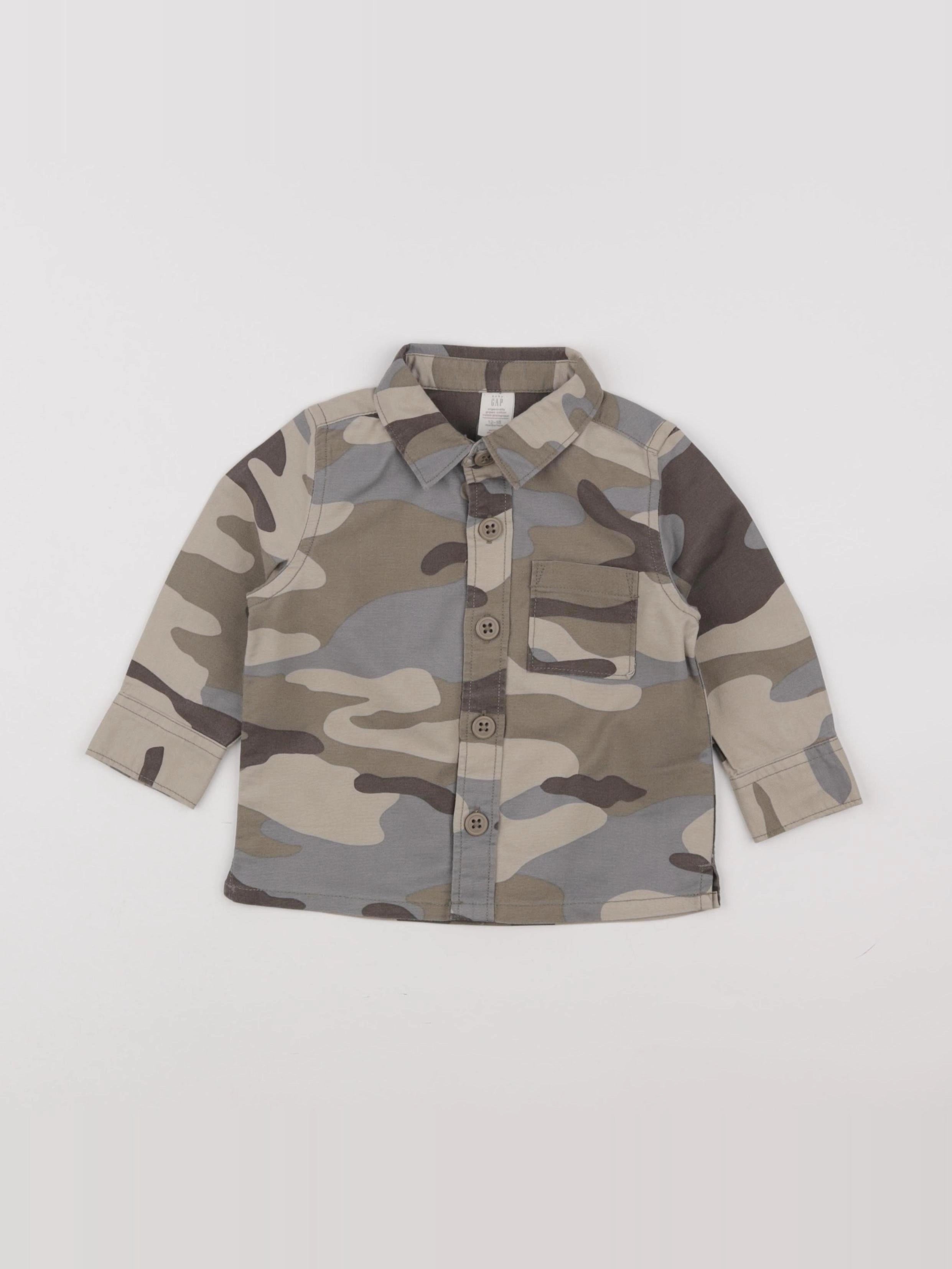 GAP - chemise beige, gris - 12/18 mois