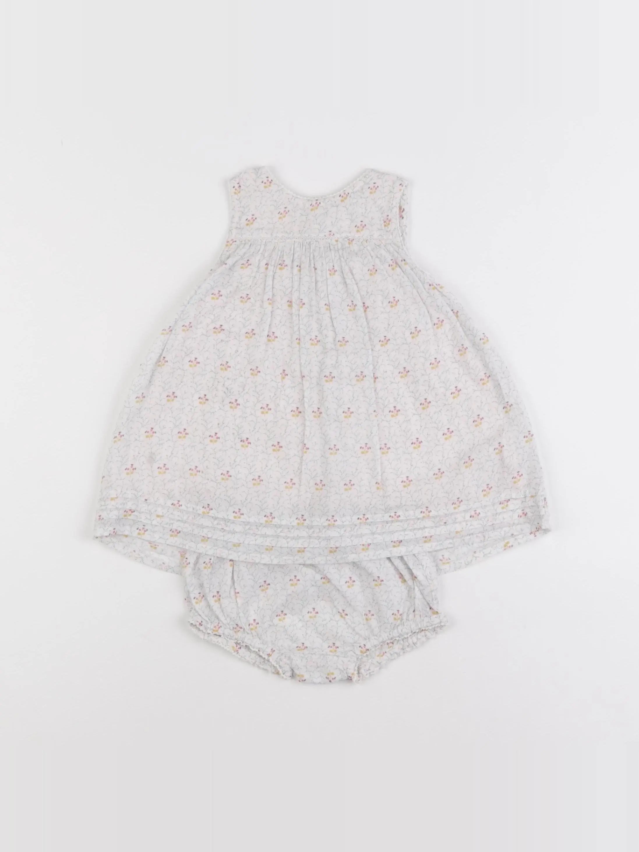 Boutchou - robe blanc, bleu - 3 mois