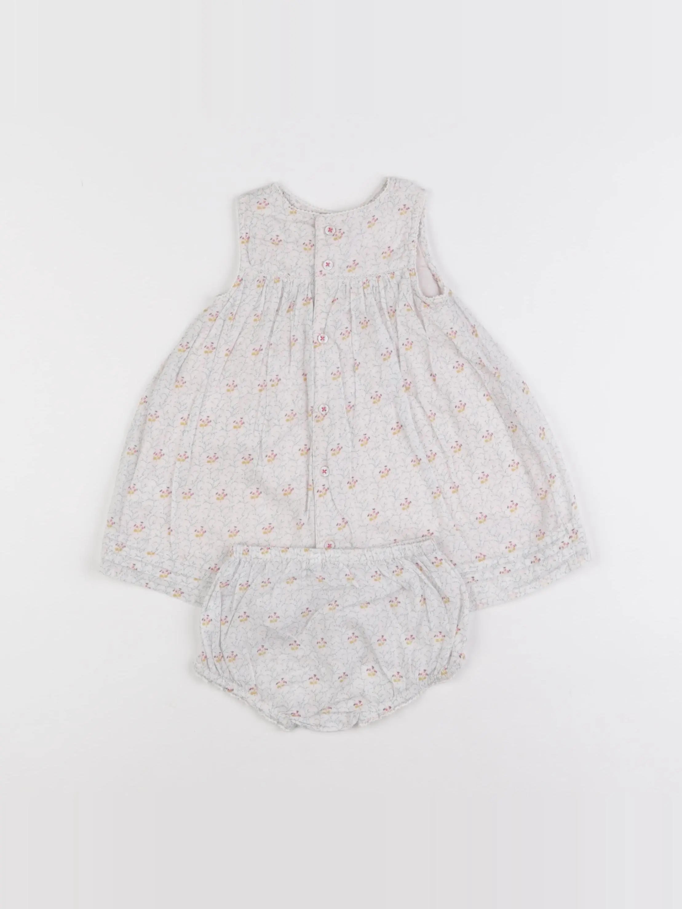 Boutchou - robe blanc, bleu - 3 mois