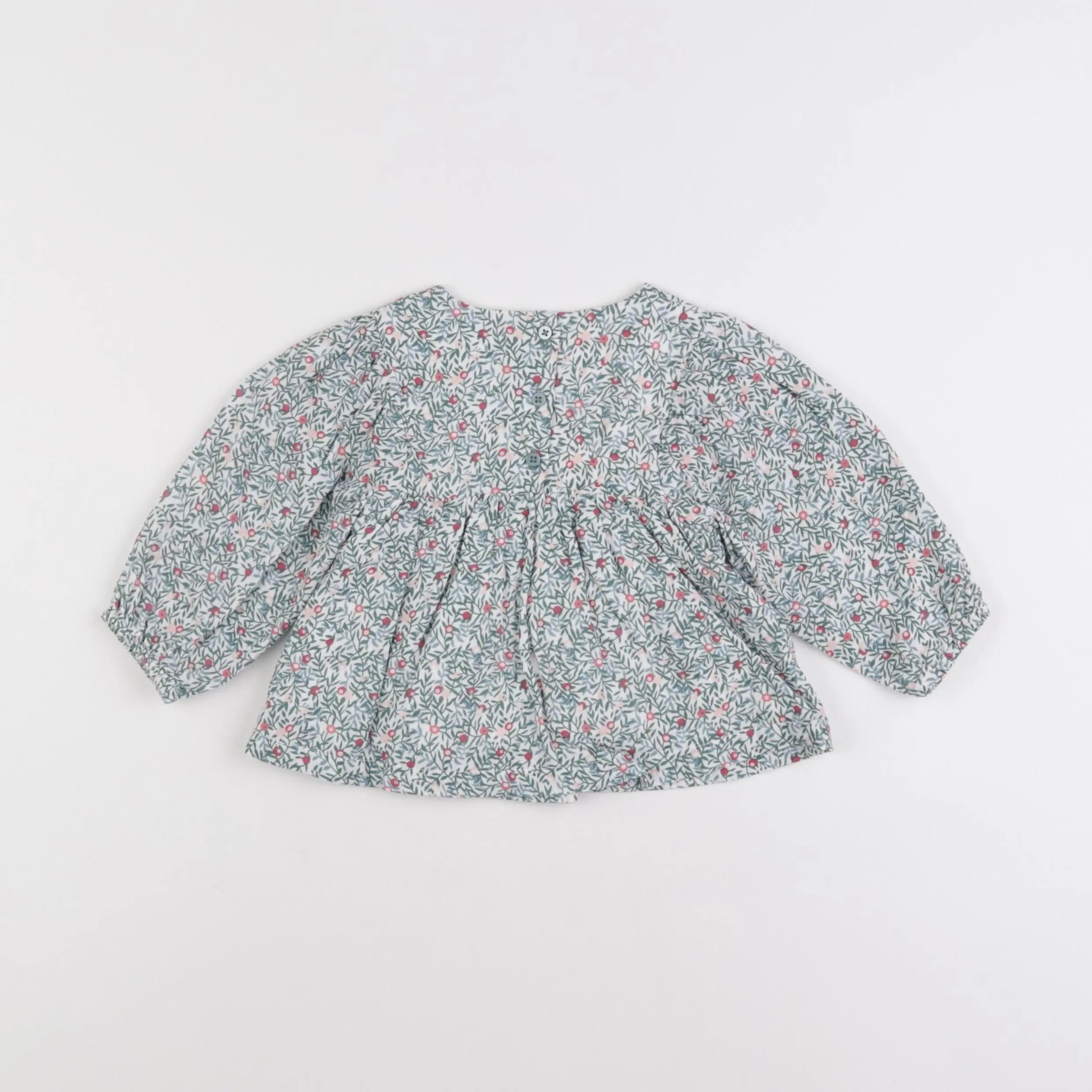 Vertbaudet - blouse vert, blanc - 12 mois