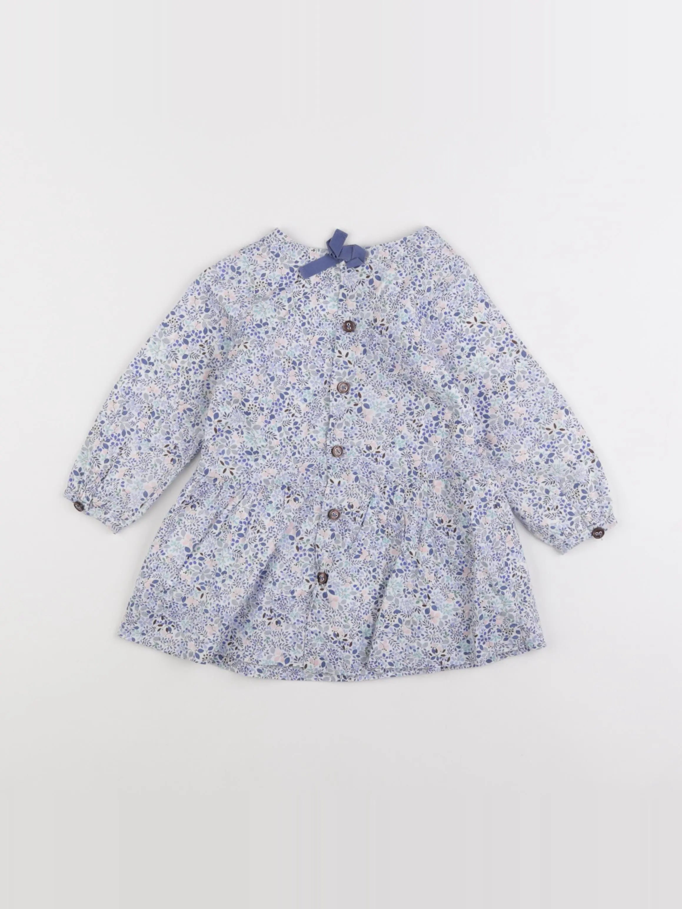 Jacadi - robe liberty blanc, bleu - 12 mois