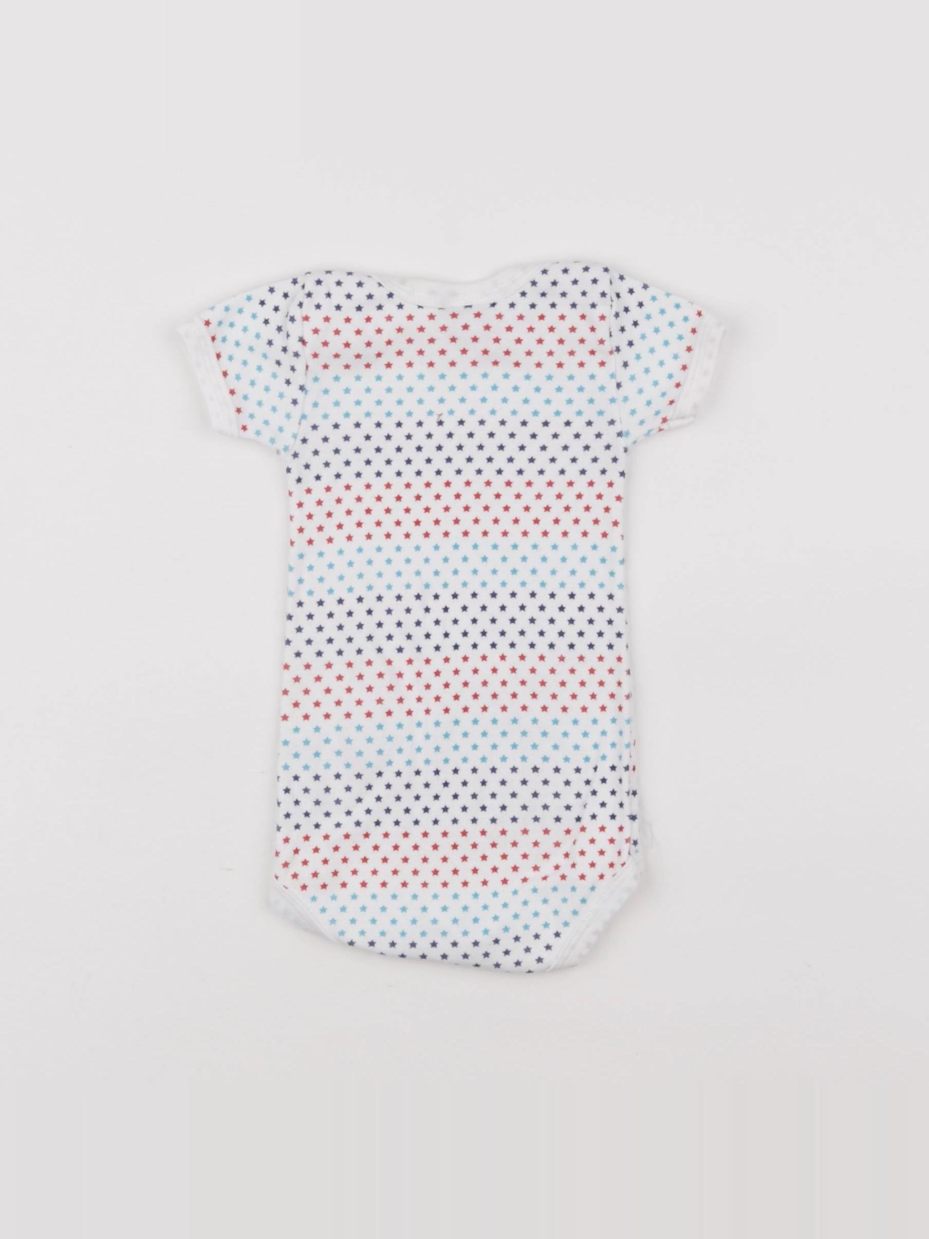 Petit Bateau - body blanc, bleu - 3 mois
