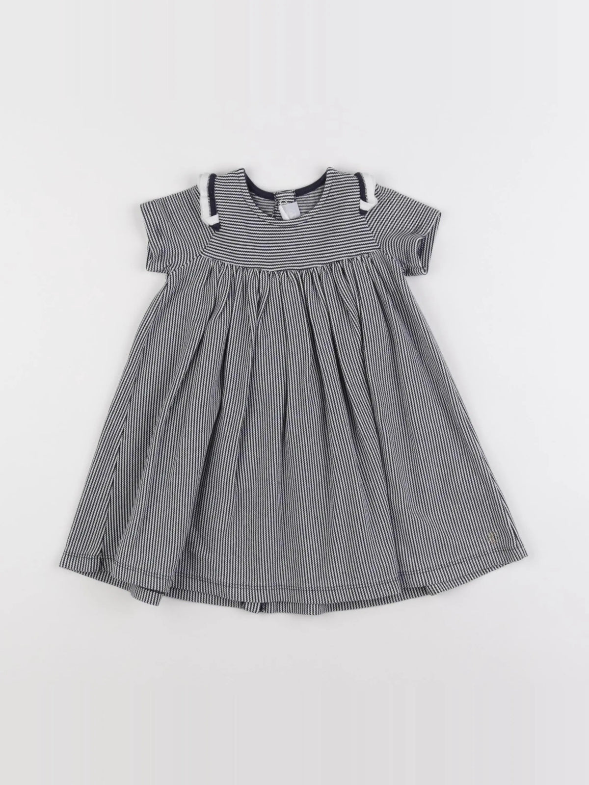 Petit Bateau - robe blanc, bleu - 18 mois