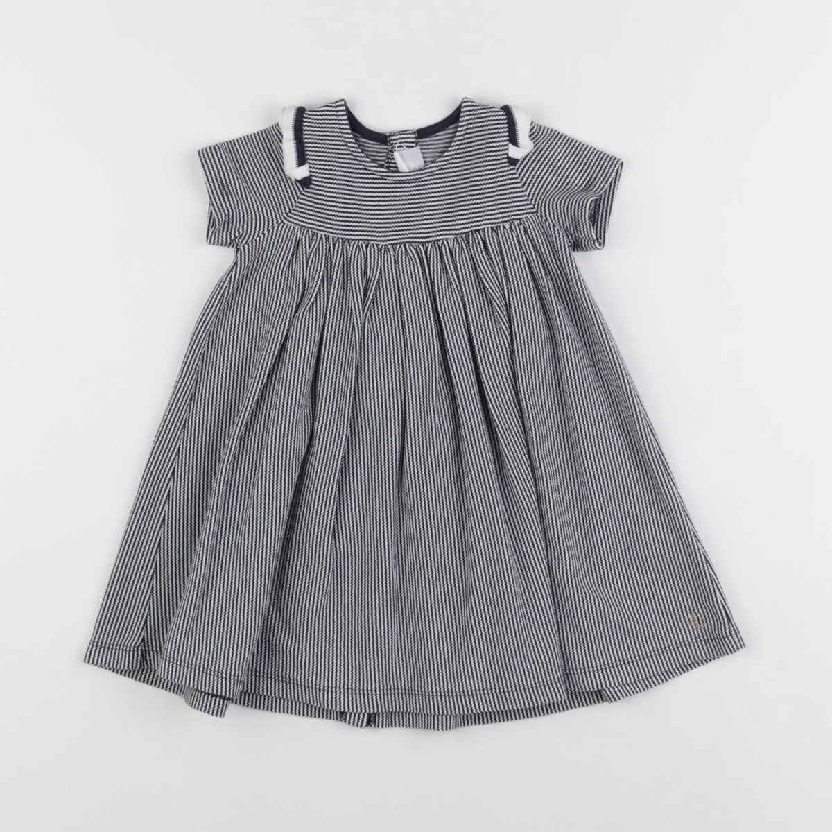 Petit Bateau - robe blanc, bleu - 18 mois