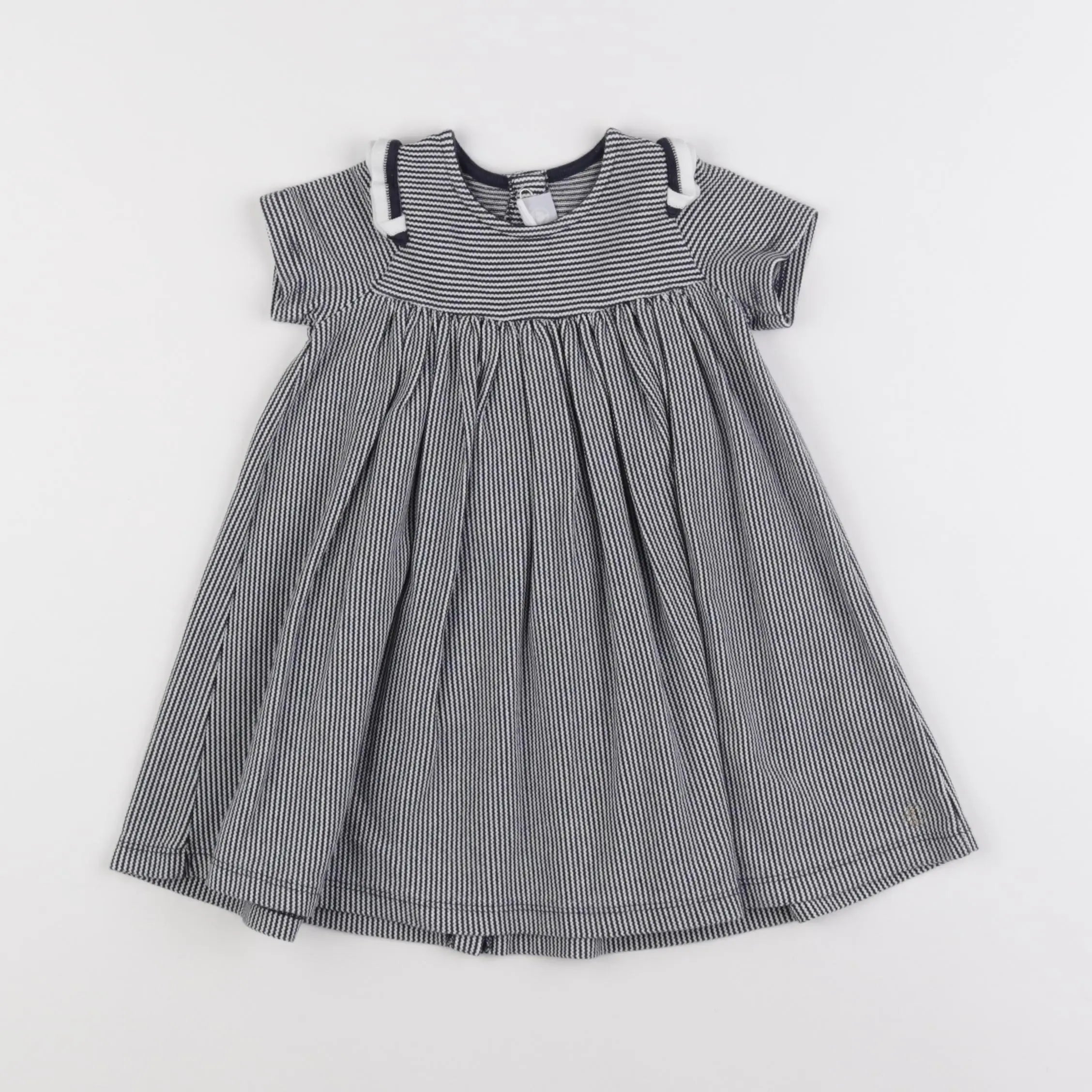 Petit Bateau - robe blanc, bleu - 18 mois