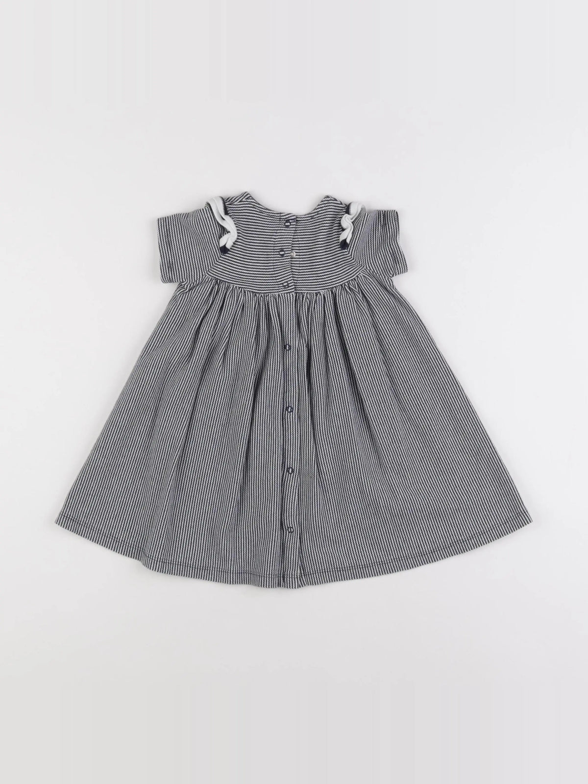 Petit Bateau - robe blanc, bleu - 18 mois