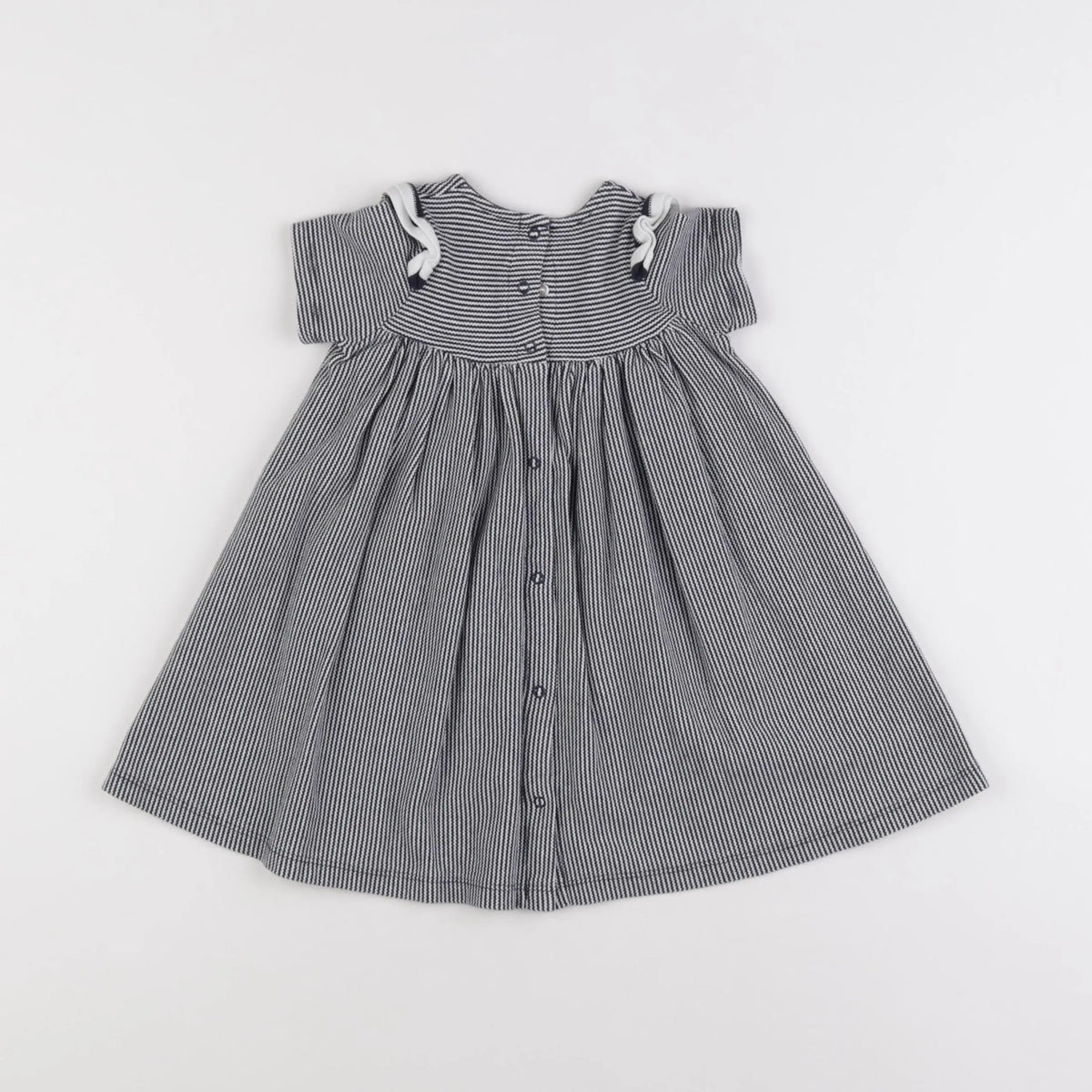 Petit Bateau - robe blanc, bleu - 18 mois