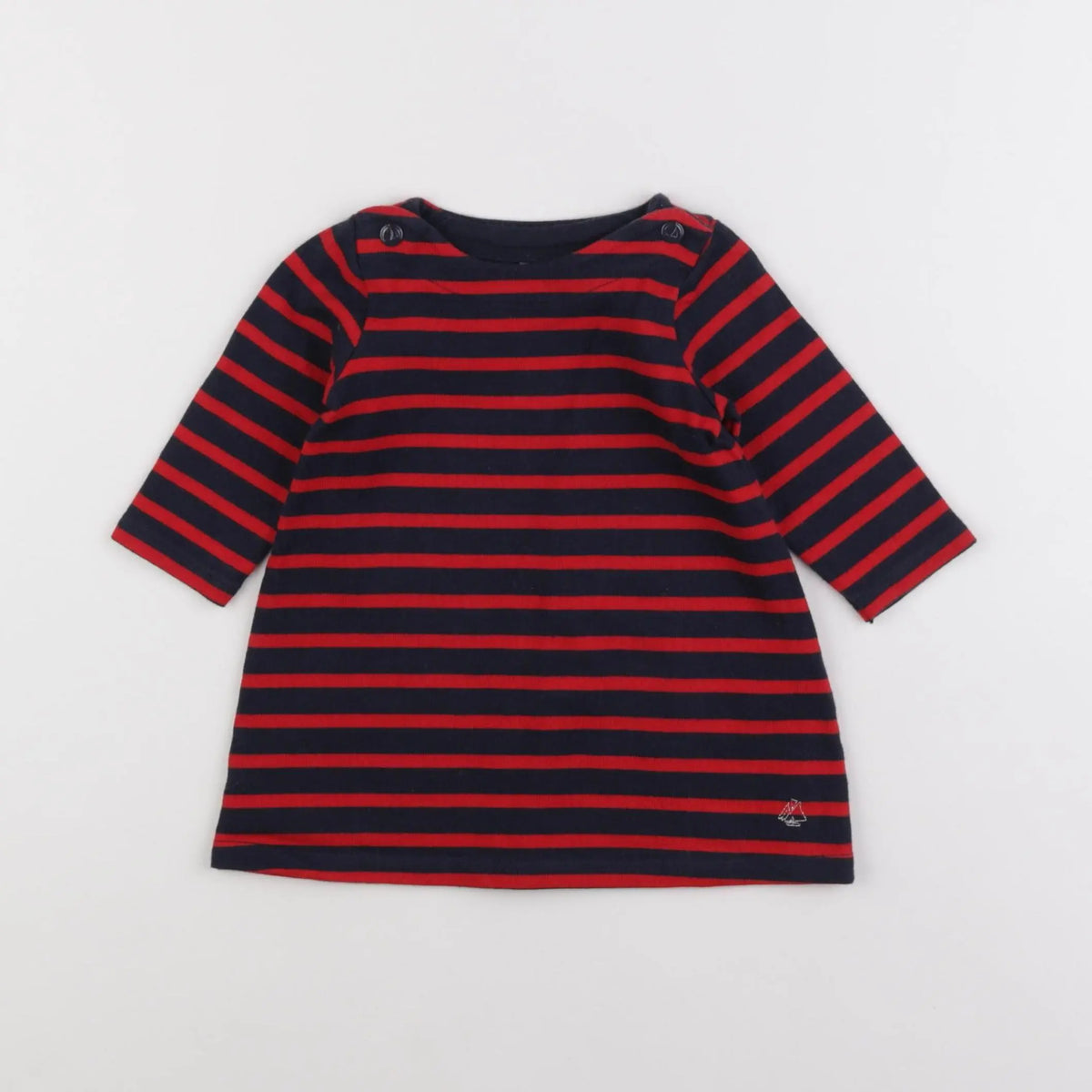 Petit Bateau - robe bleu, rouge - 6 mois