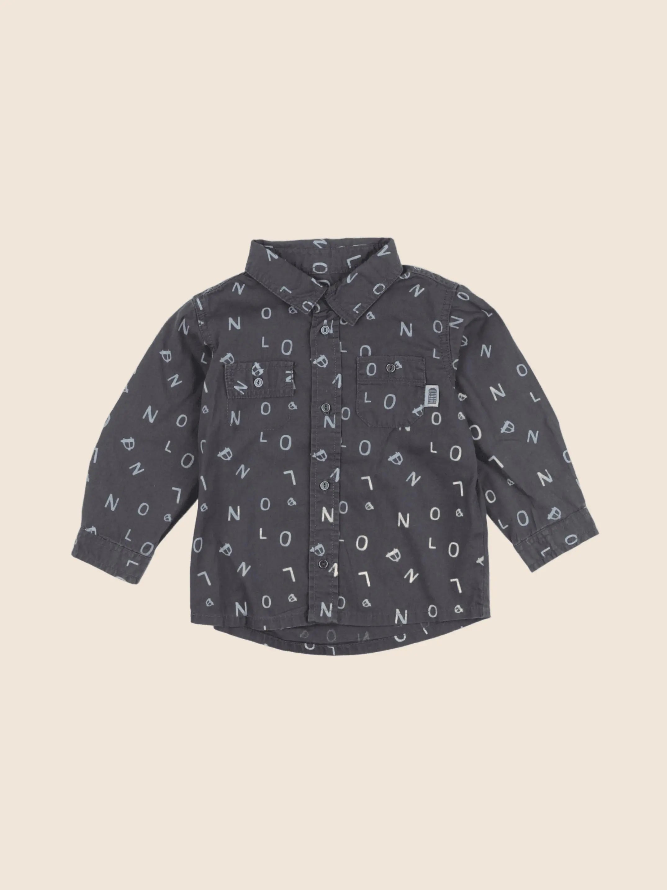 Vertbaudet - chemise gris - 12 mois