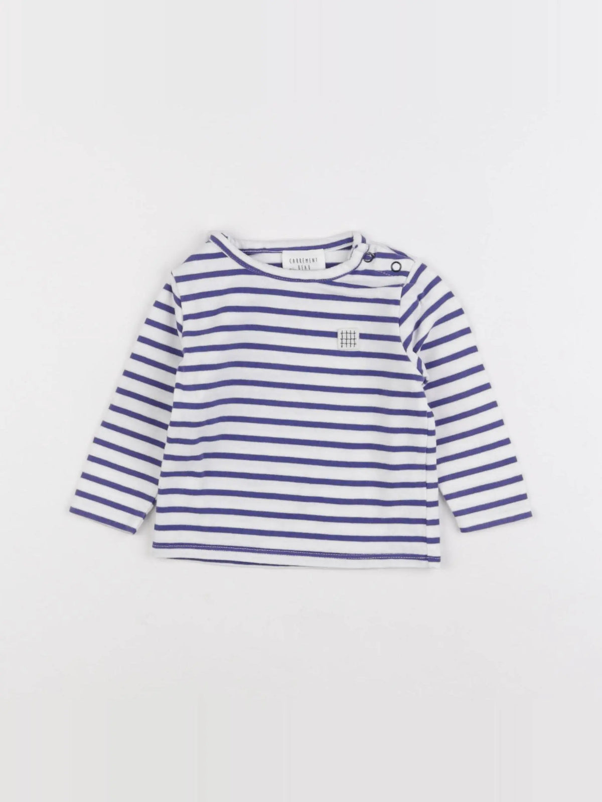 Carrément Beau - tee-shirt bleu, blanc - 6 mois