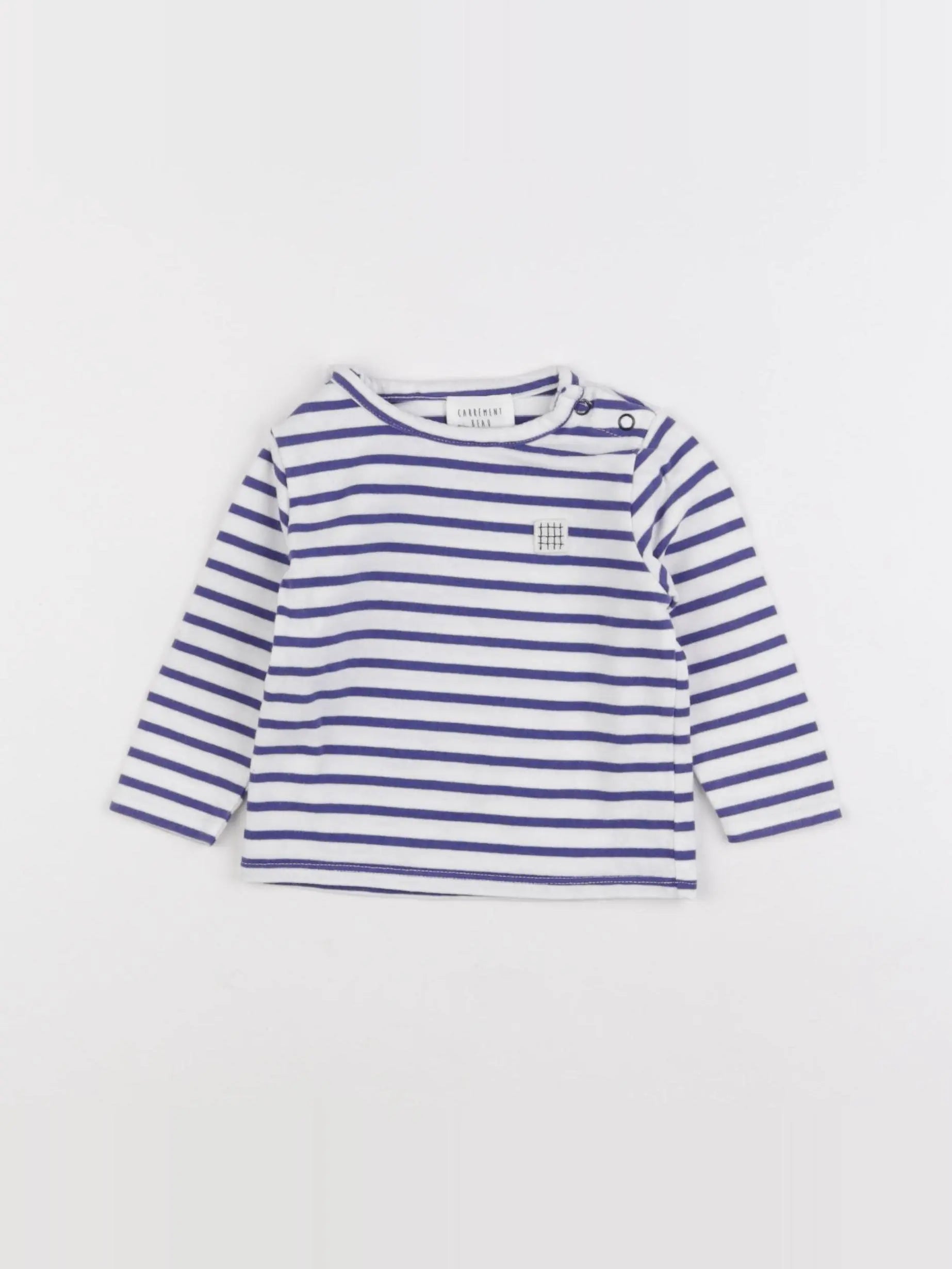Carrément Beau - tee-shirt bleu, blanc - 6 mois
