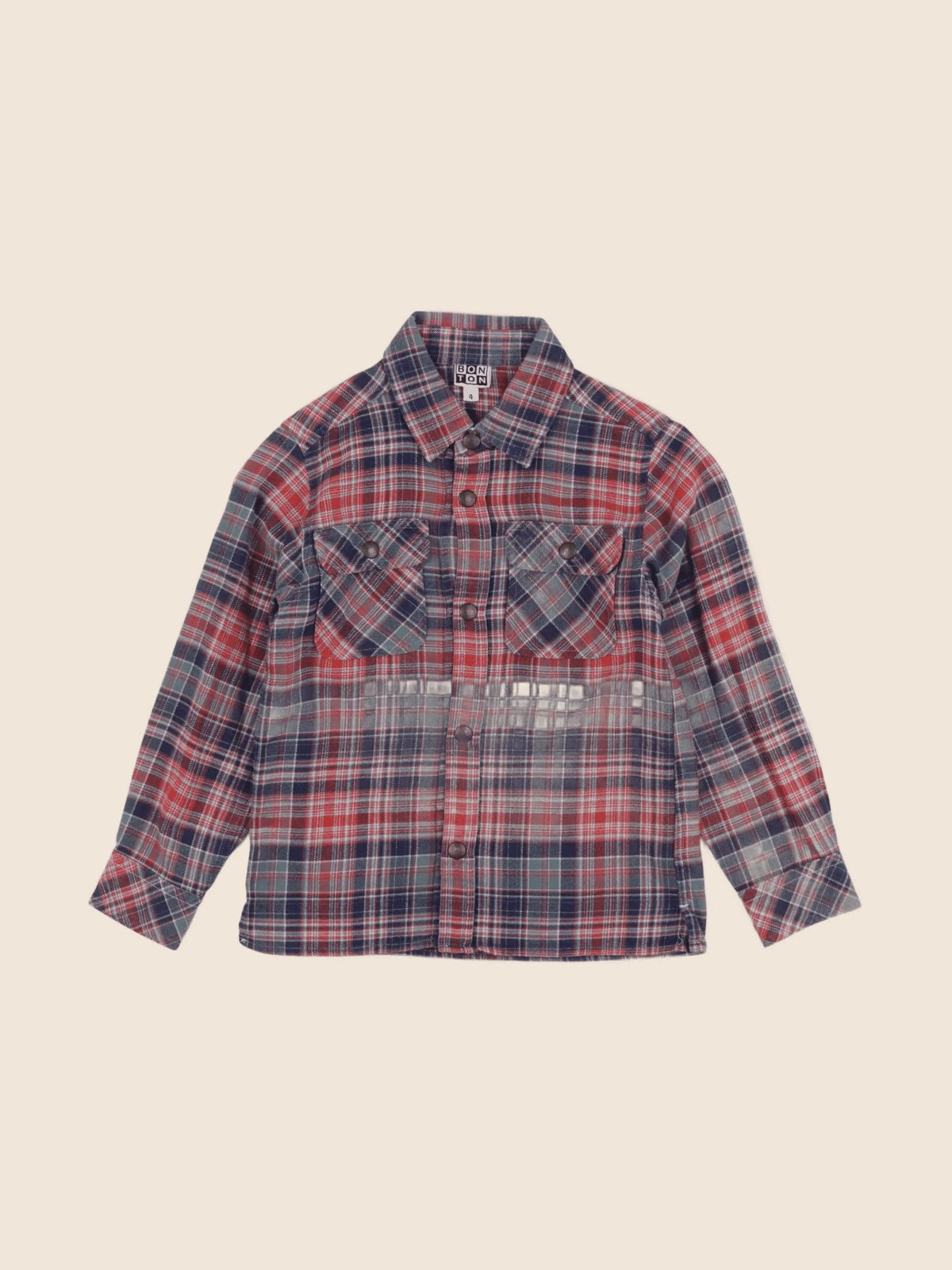 Bonton - chemise bleu, rouge - 4 ans