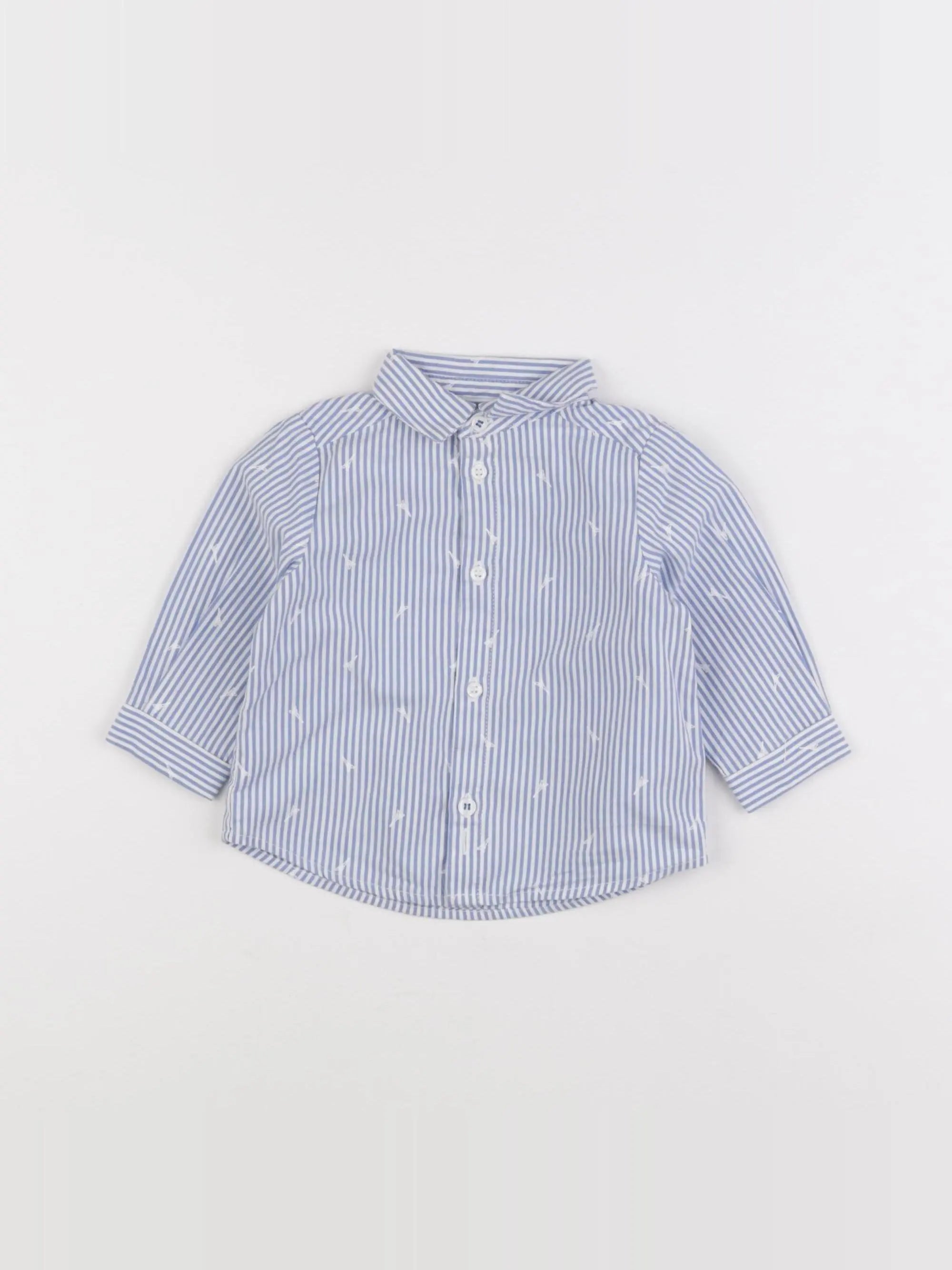 Jacadi - chemise blanc, bleu - 6 mois