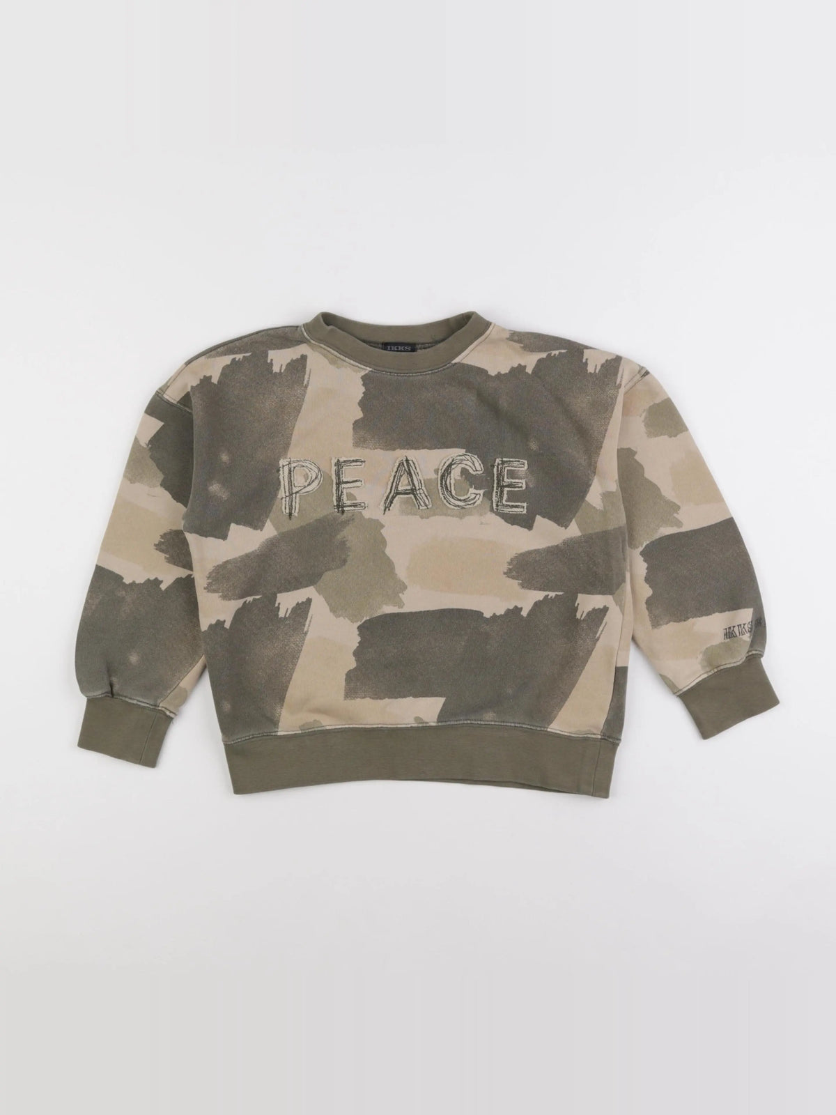 IKKS - sweat vert, beige - 8 ans