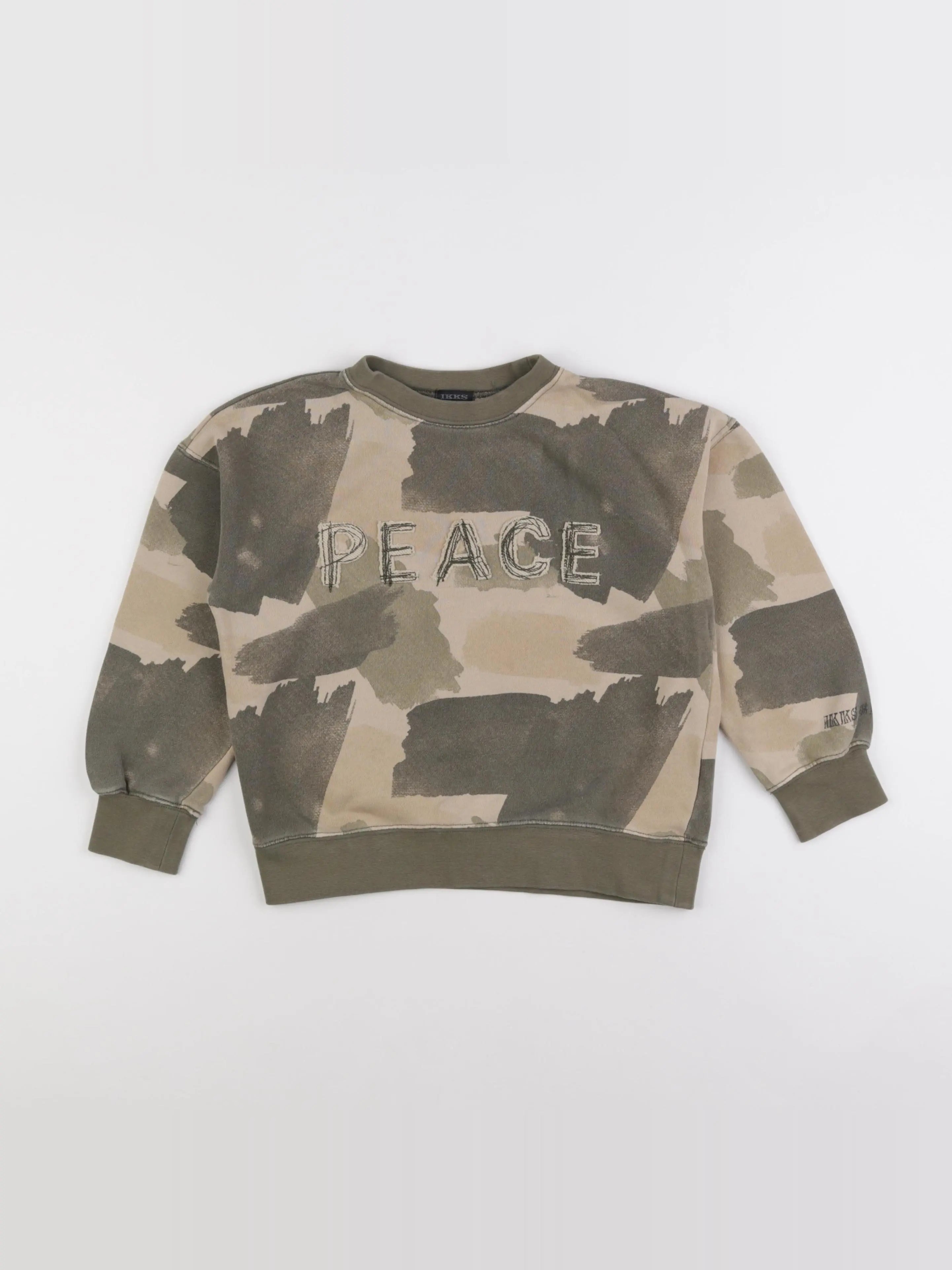 IKKS - sweat vert, beige - 8 ans