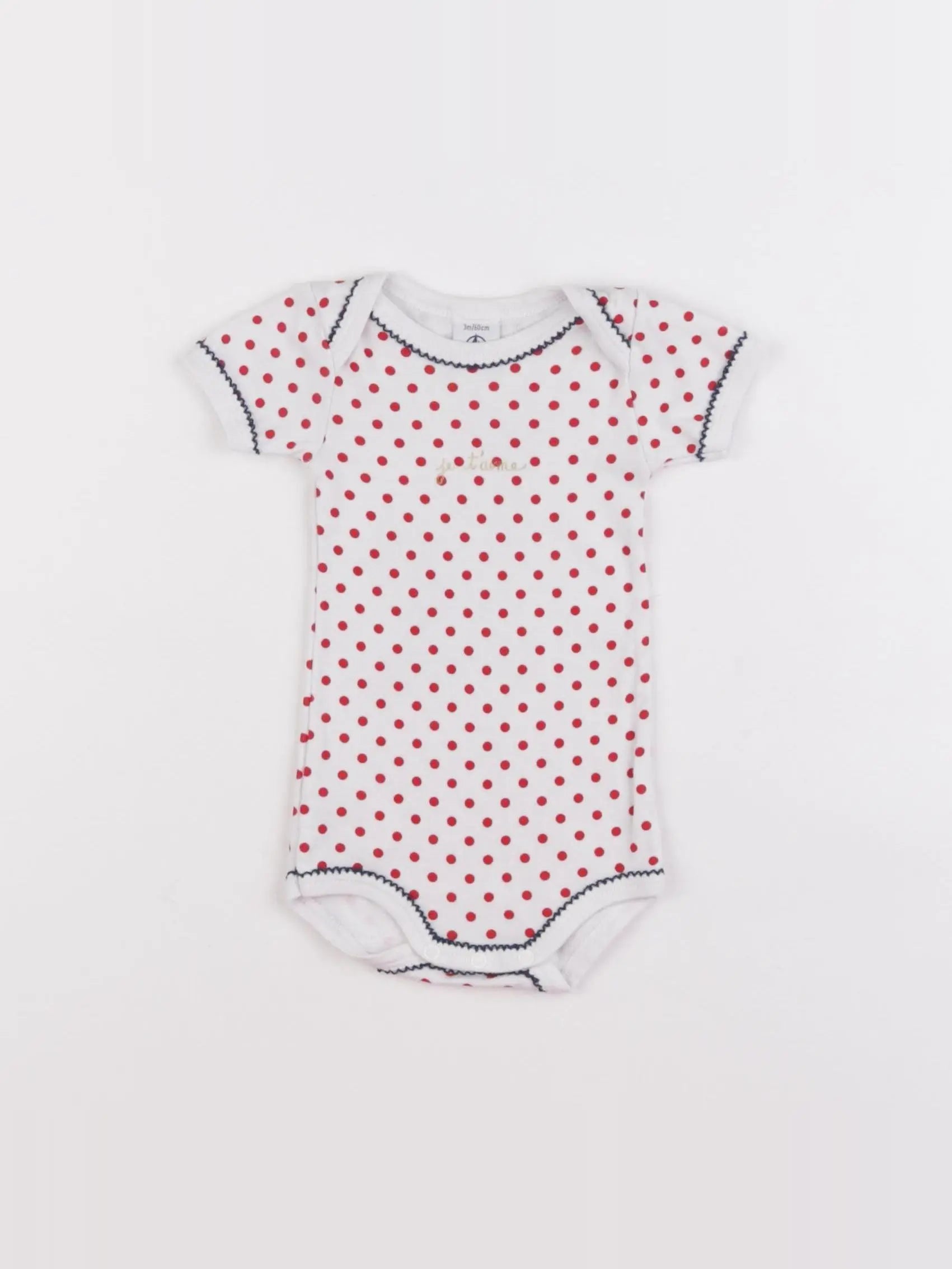 Petit Bateau - body blanc, rouge - 3 mois