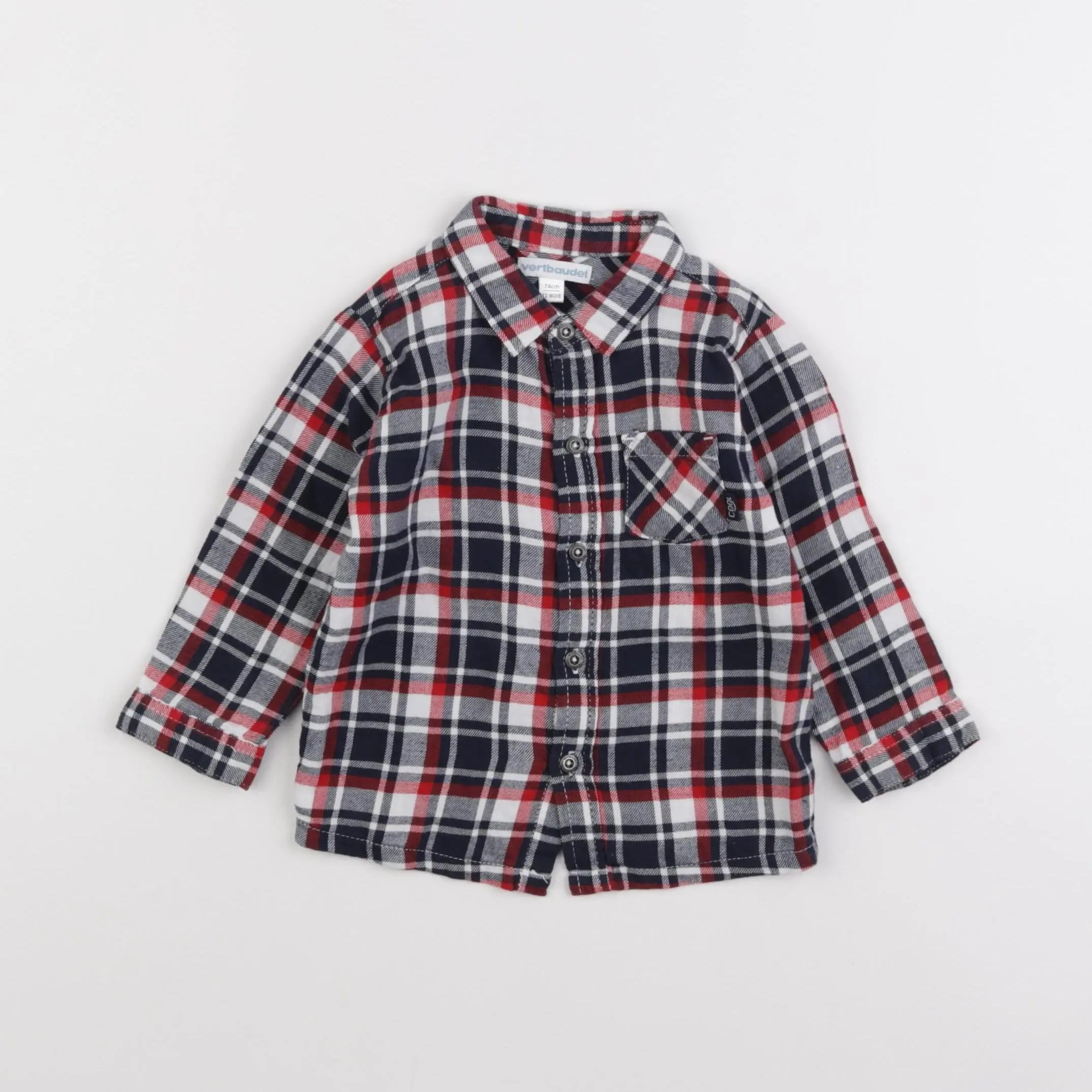 Vertbaudet - chemise bleu - 12 mois
