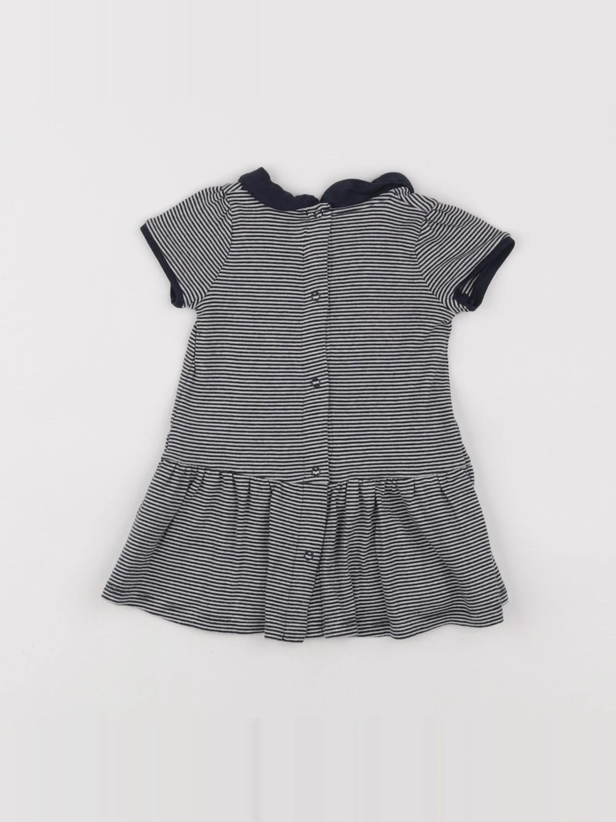Petit Bateau - robe blanc, bleu - 6 mois