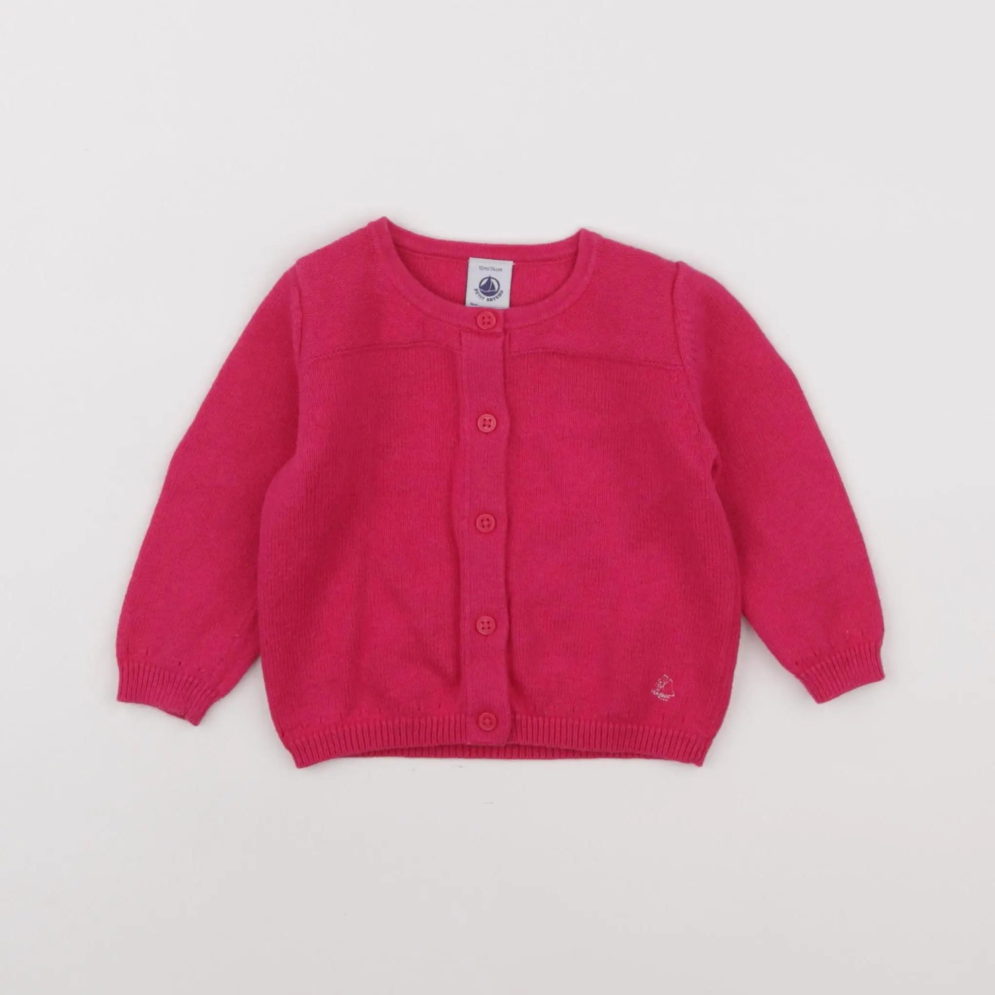 Petit Bateau - gilet rose - 12 mois