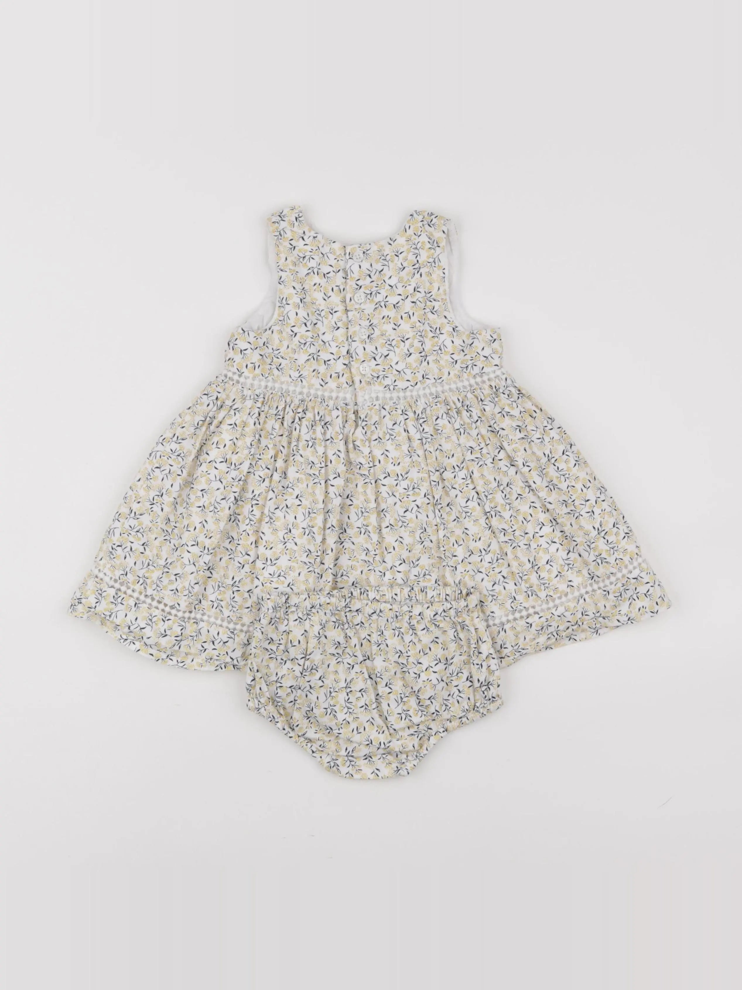 Boutchou - robe blanc, jaune - 6 mois