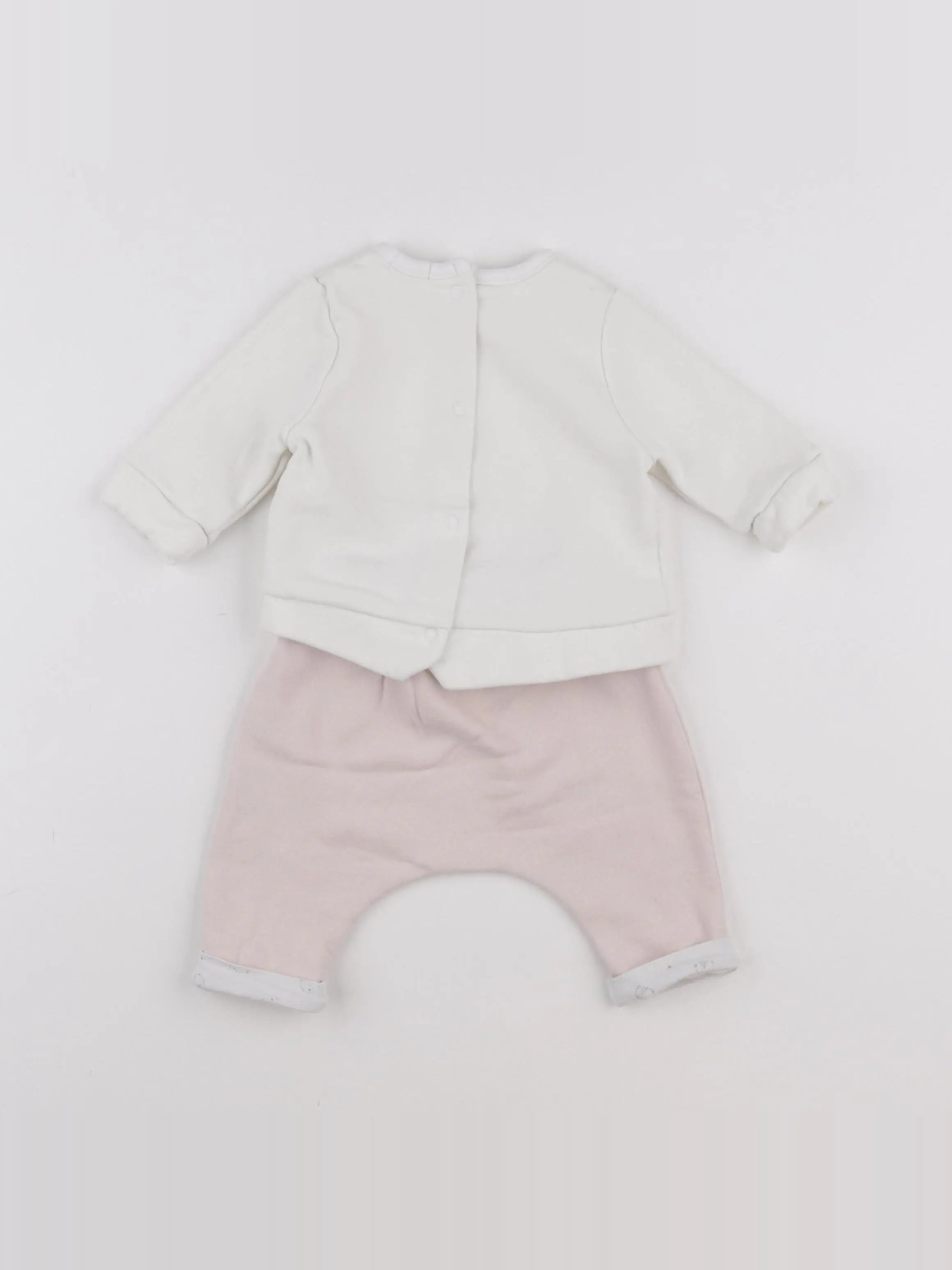 Vertbaudet - ensemble blanc, rose - 3 mois