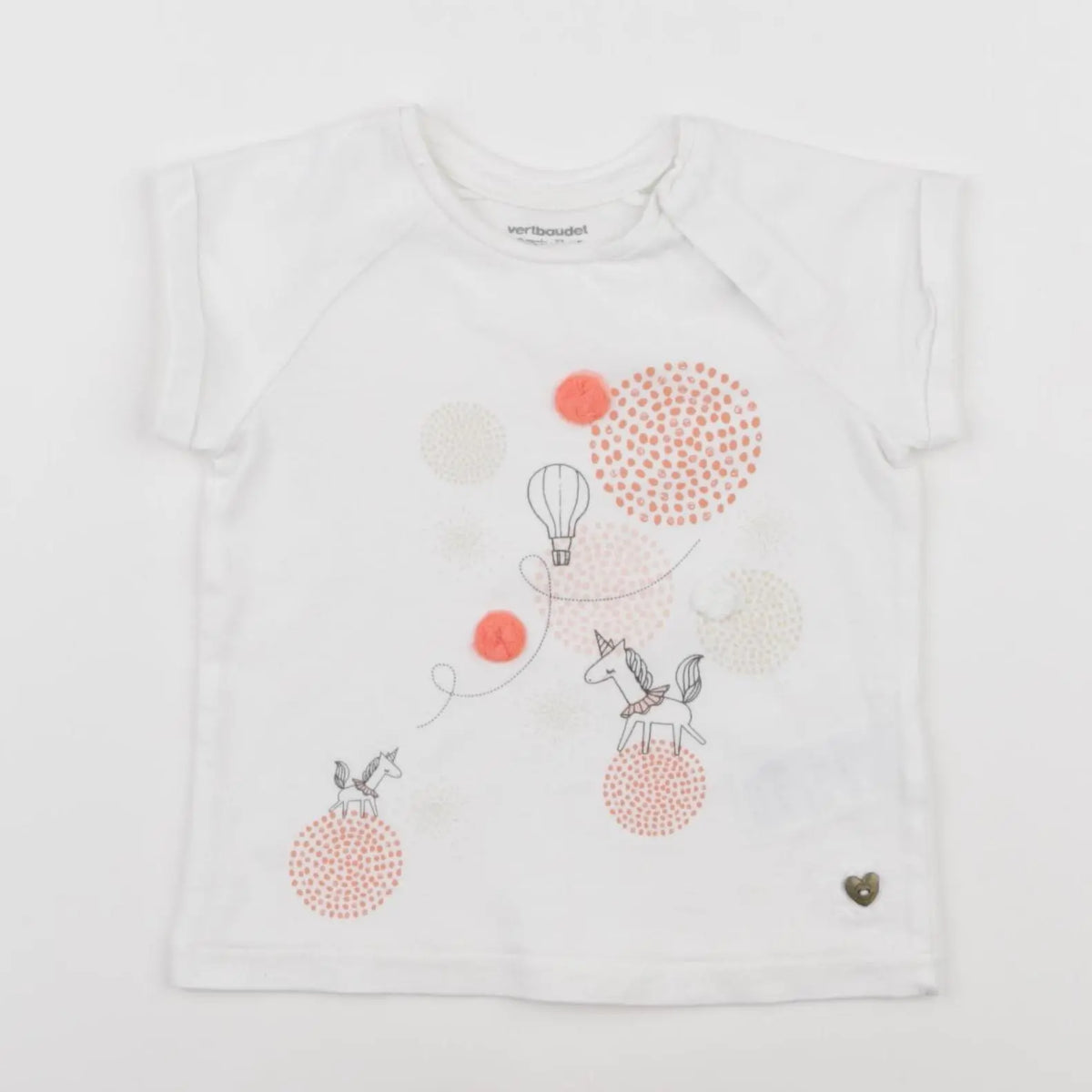 Vertbaudet - tee-shirt blanc - 9 mois