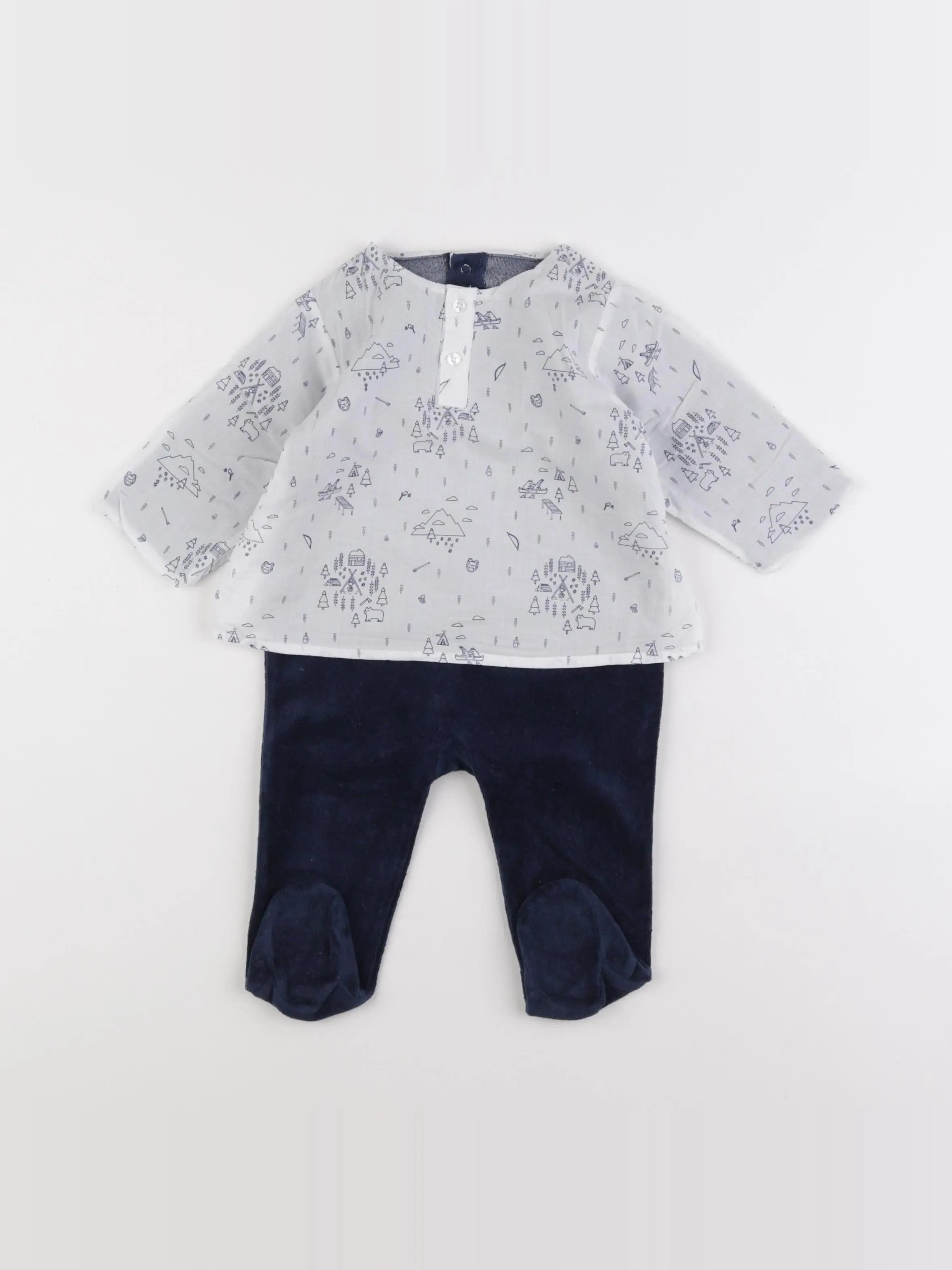 Boutchou - pyjama velours bleu - 6 mois