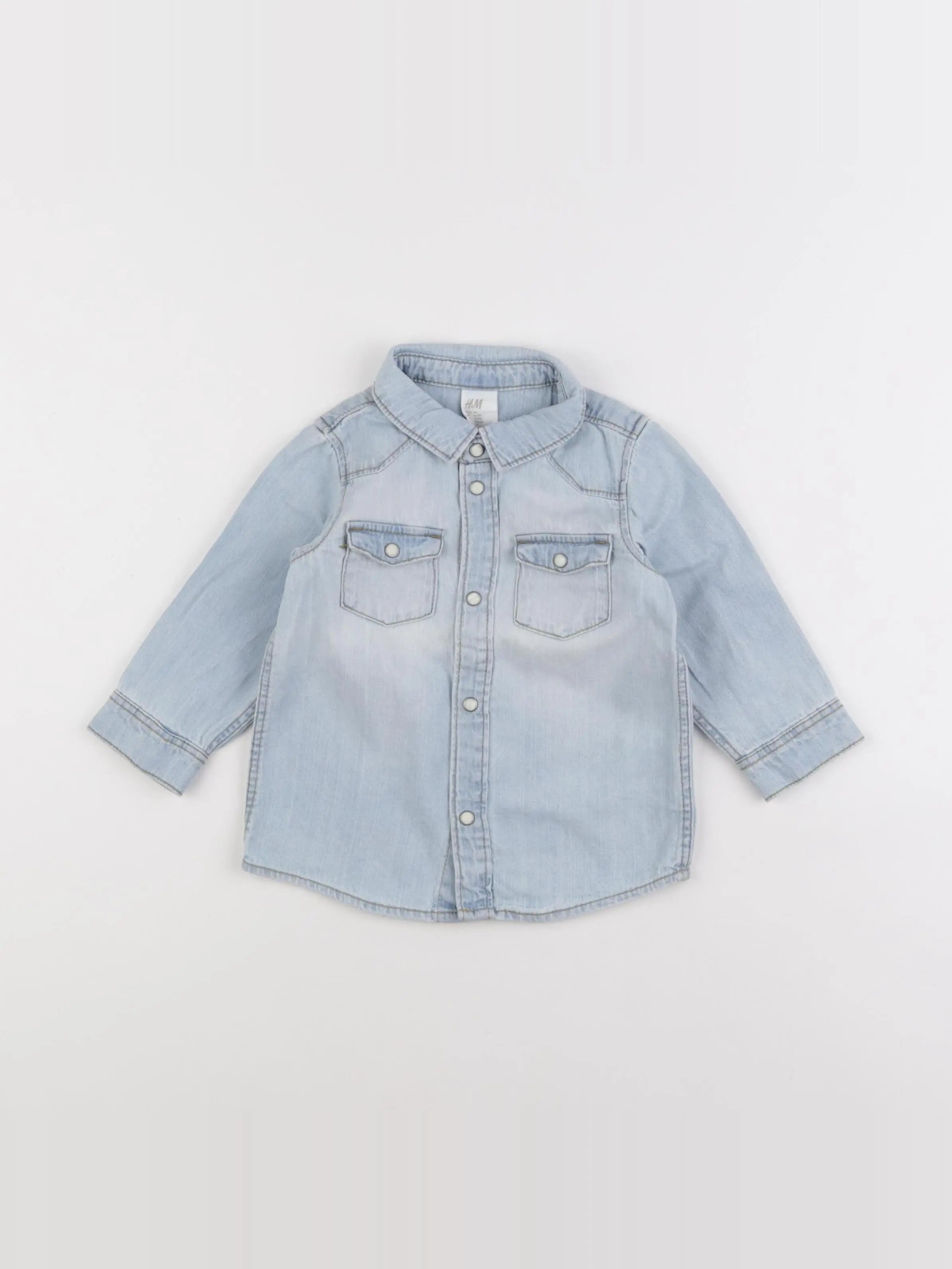 H&M - chemise bleu - 6/9 mois