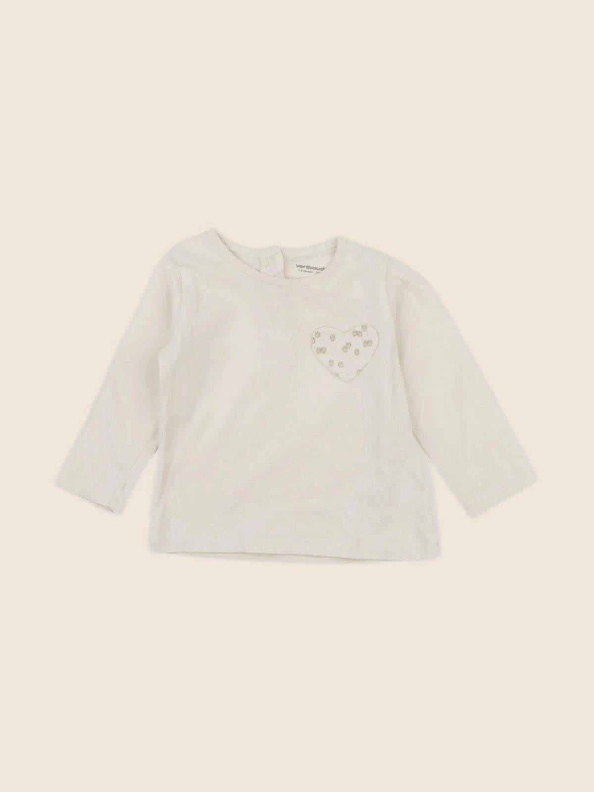 Vertbaudet - tee-shirt beige - 12 mois