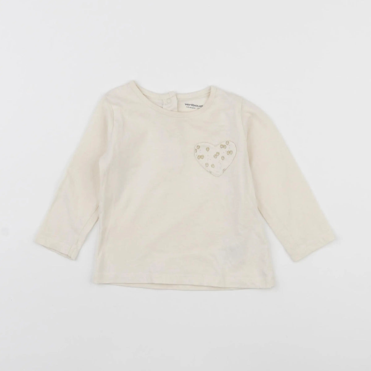 Vertbaudet - tee-shirt beige - 12 mois