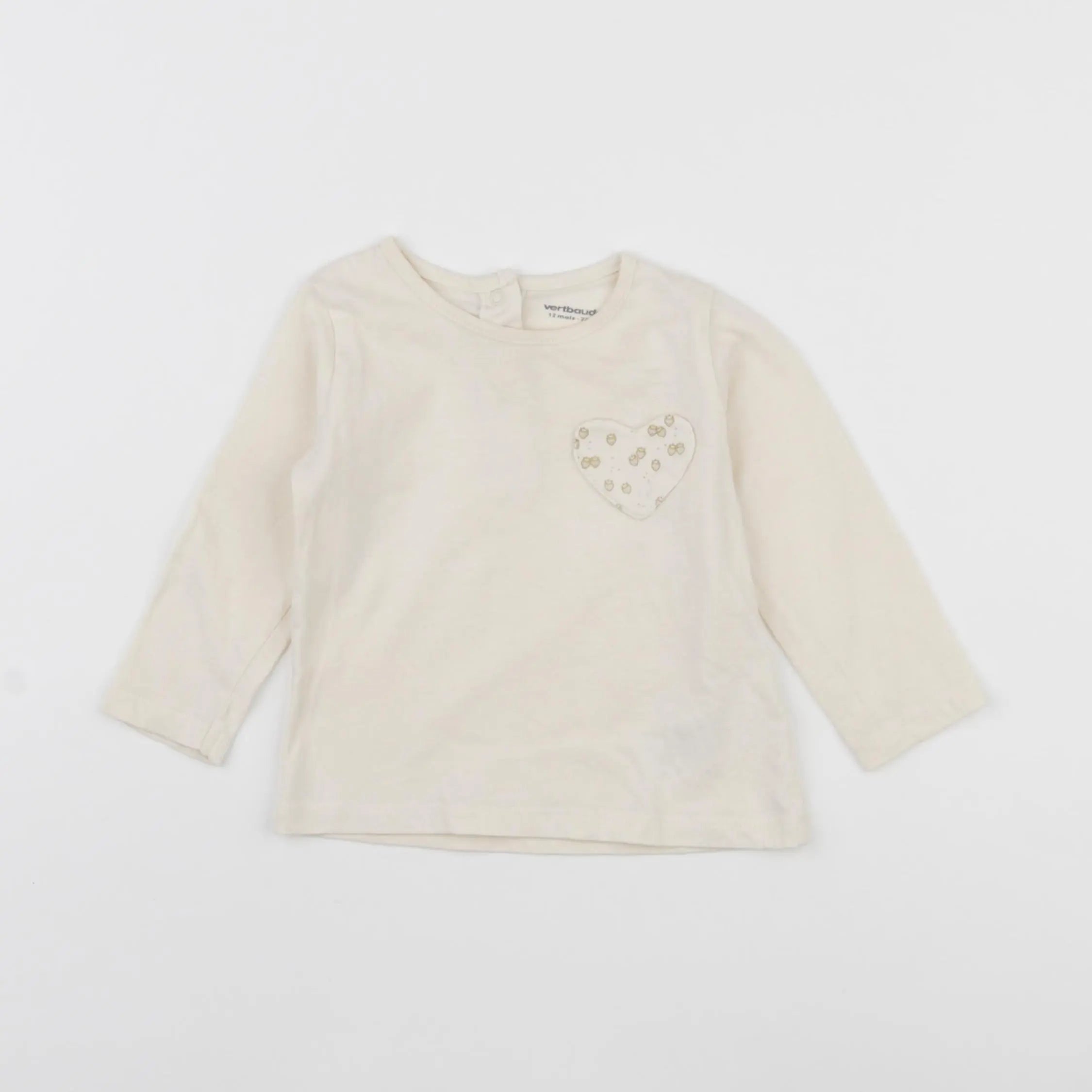 Vertbaudet - tee-shirt beige - 12 mois