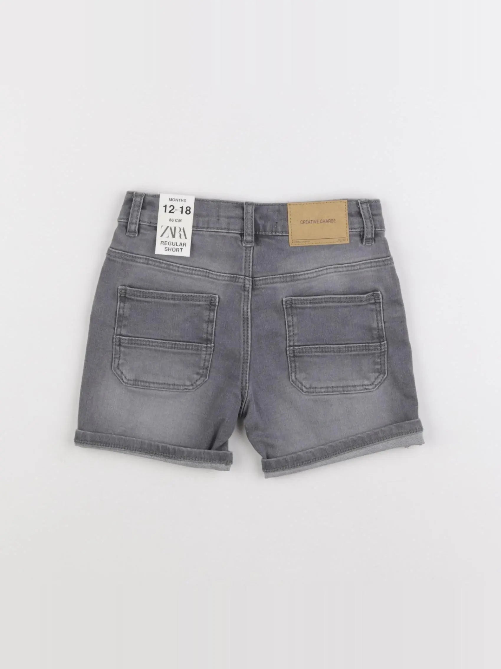 Zara - short gris - 12/18 mois