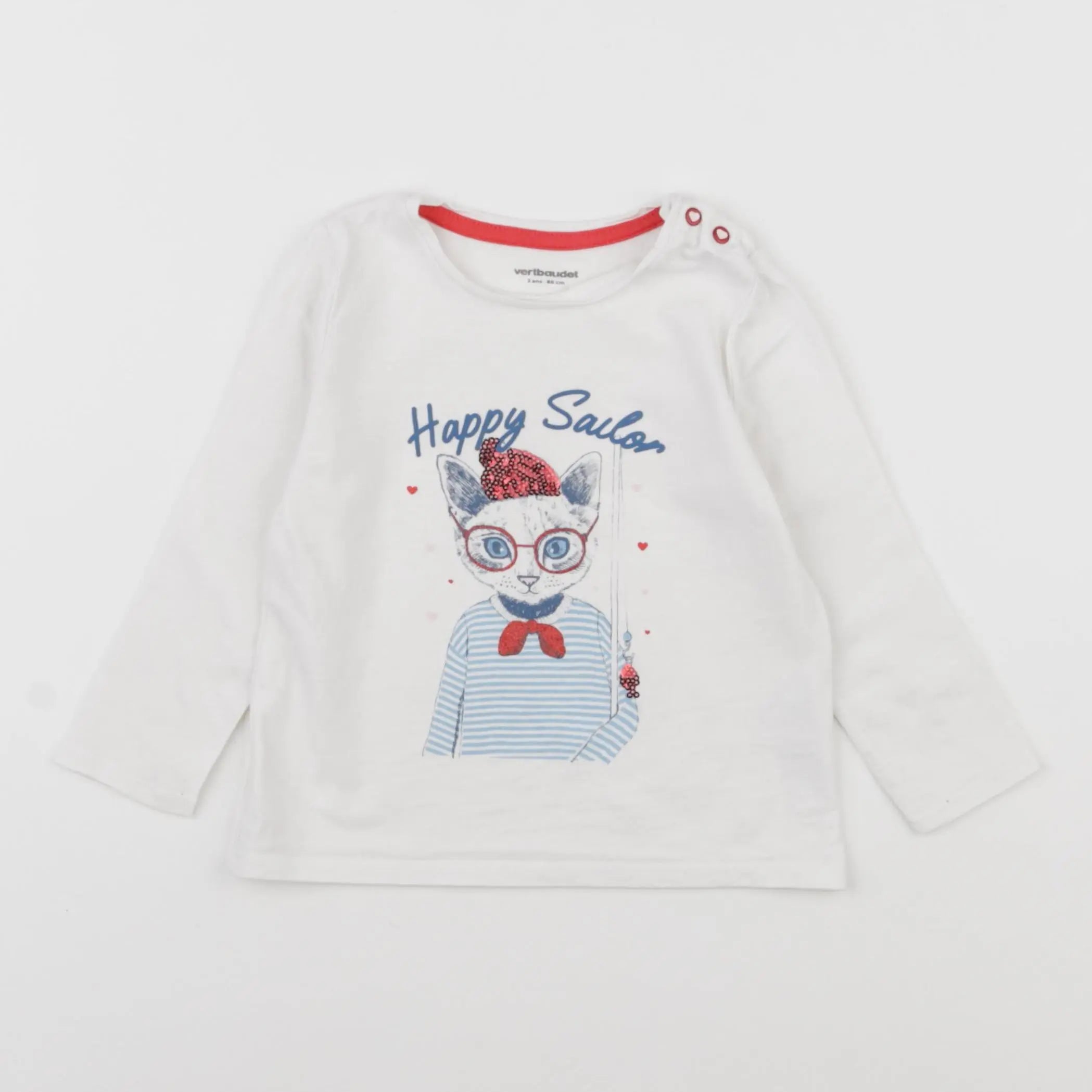 Vertbaudet - tee-shirt blanc - 2 ans