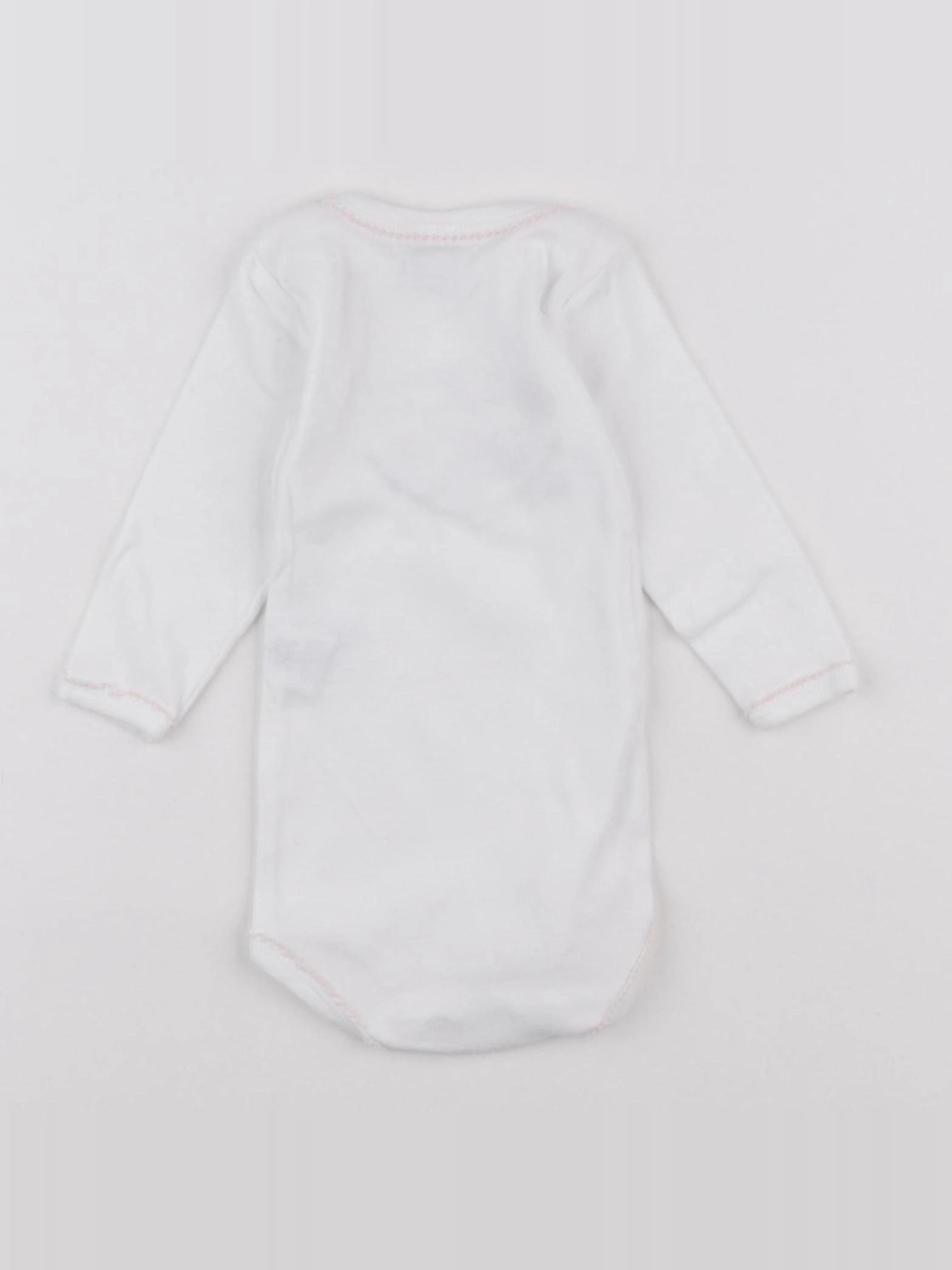 Petit Bateau - body blanc, rose - 6 mois