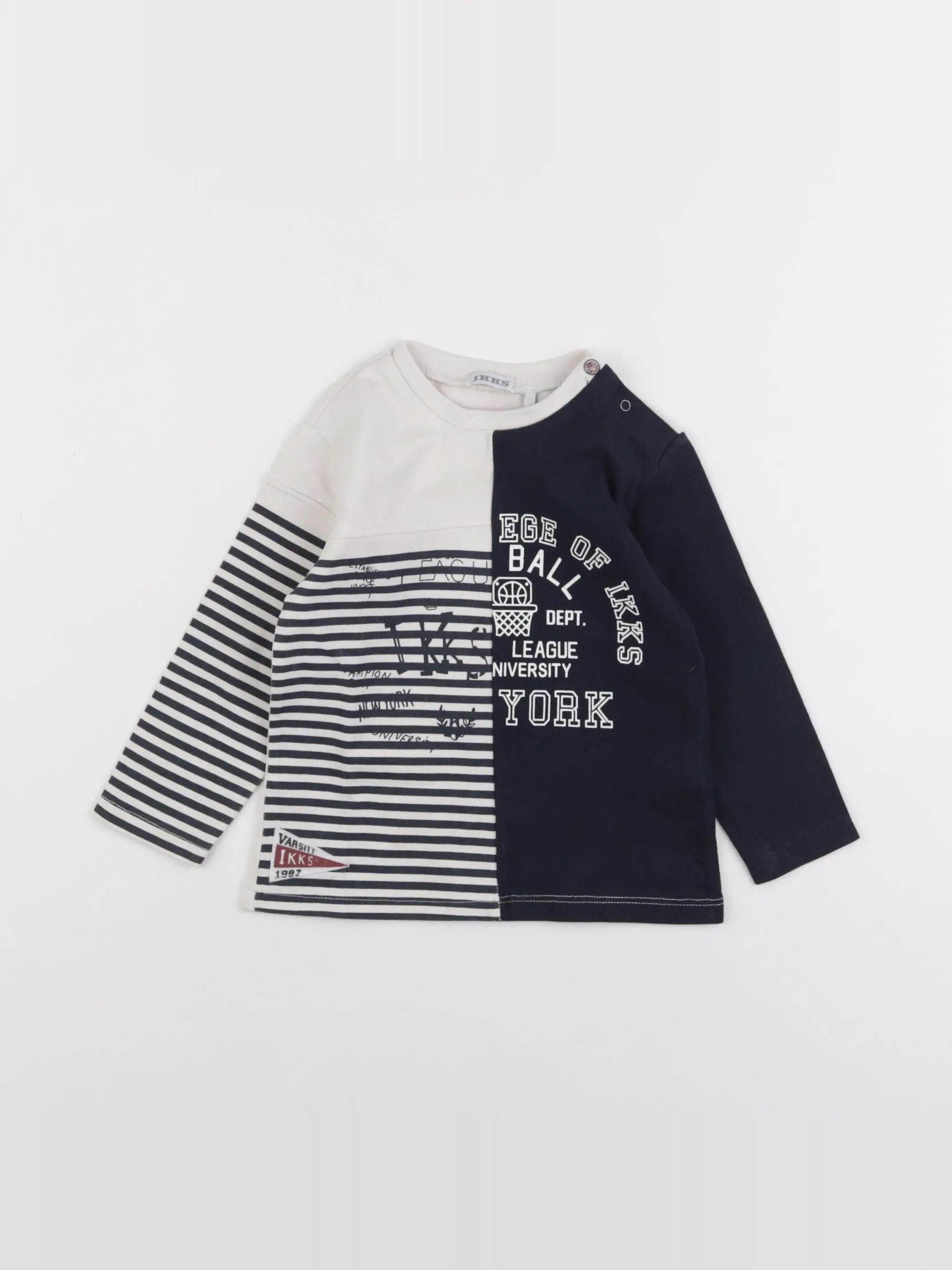 IKKS - tee-shirt bleu, blanc - 12 mois