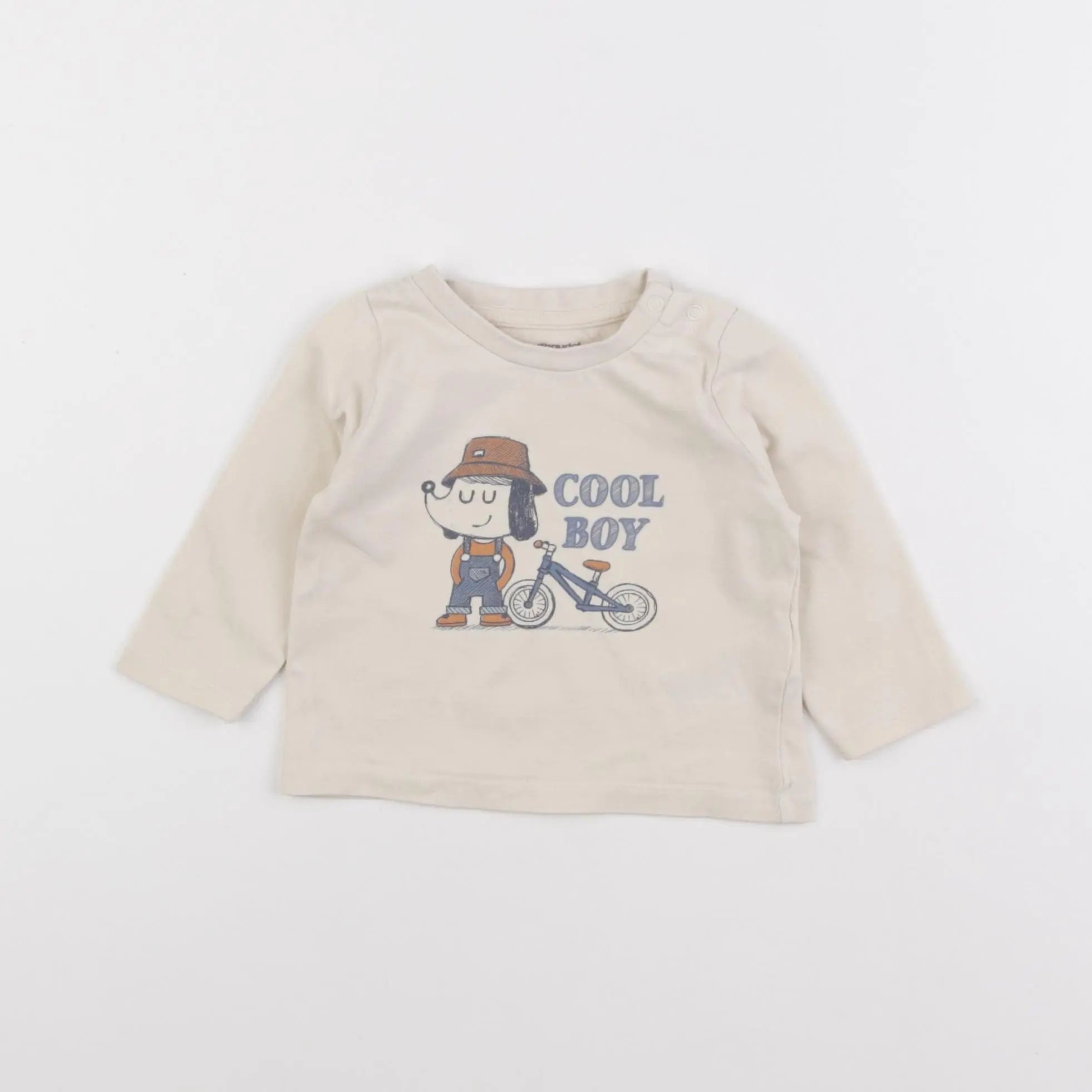 Vertbaudet - tee-shirt beige - 6 mois