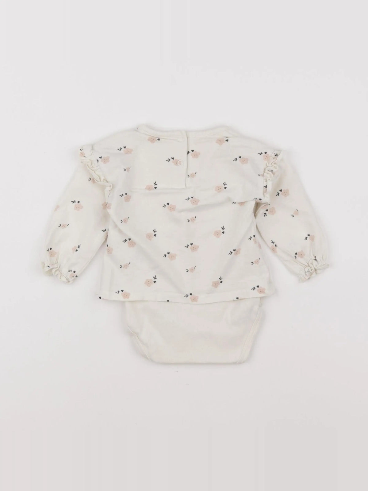 Vertbaudet - body tee-shirt blanc, rose - 6 mois