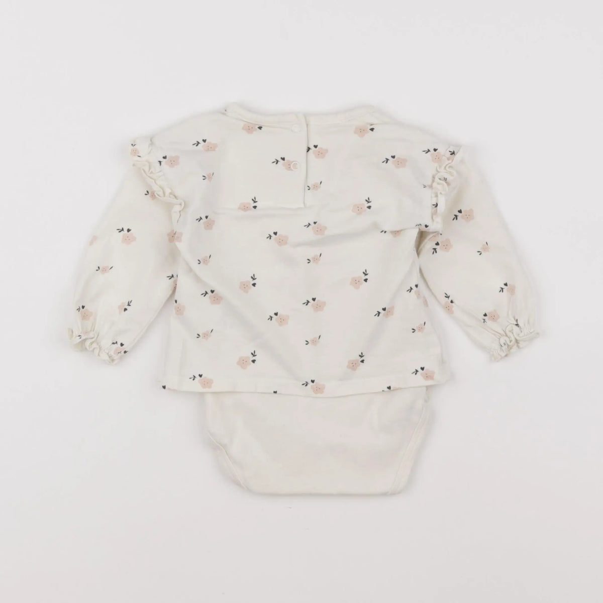 Vertbaudet - body tee-shirt blanc, rose - 6 mois