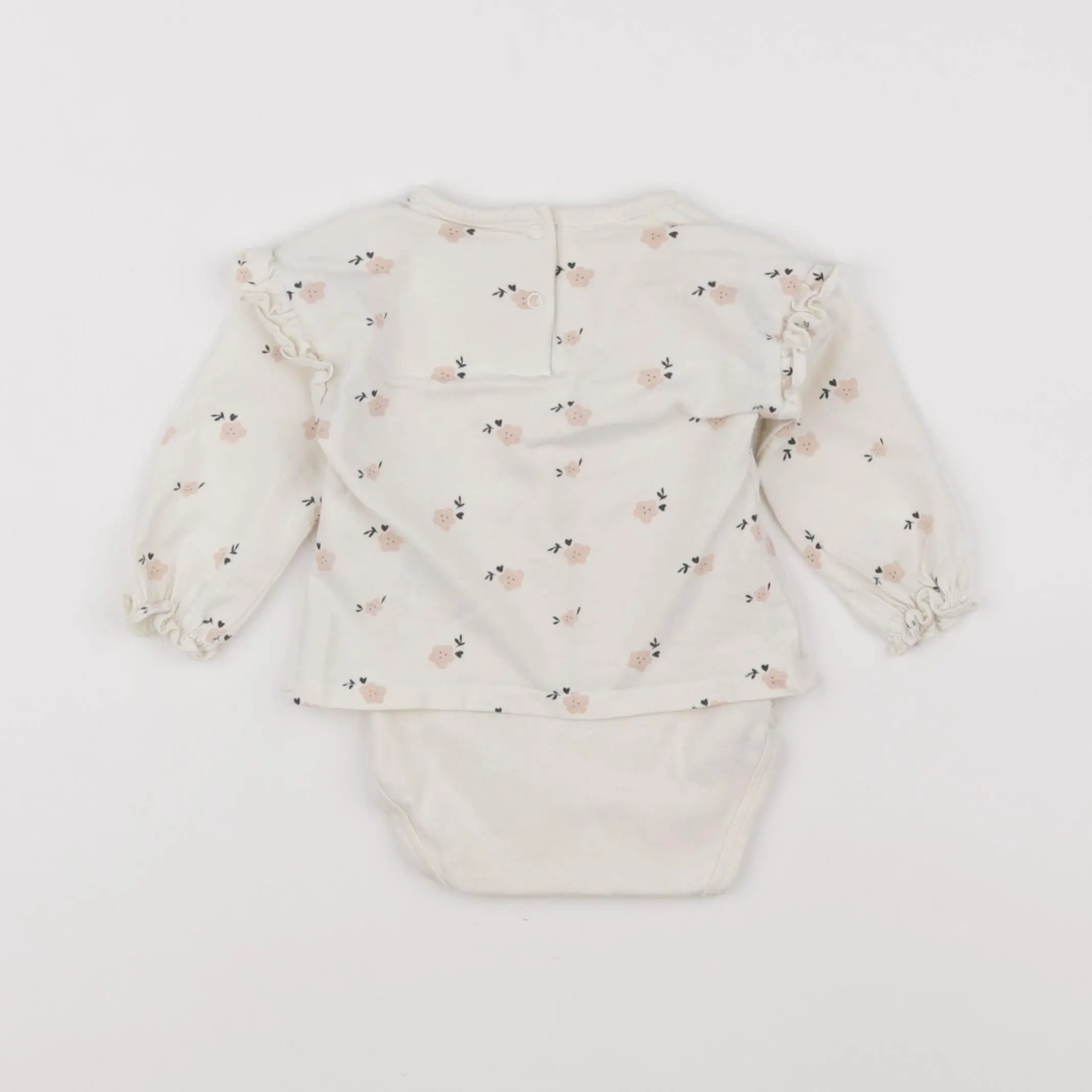 Vertbaudet - body tee-shirt blanc, rose - 6 mois
