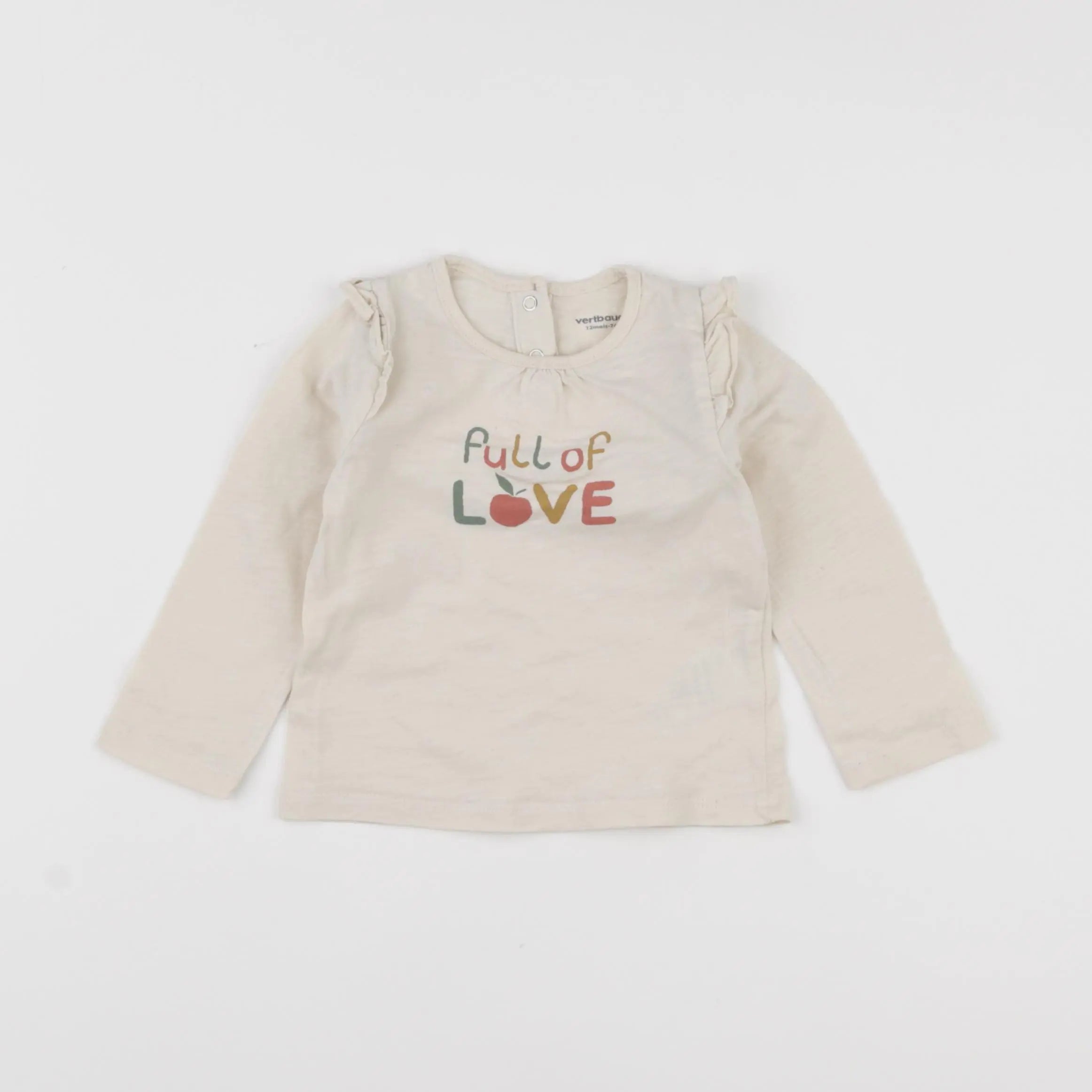 Vertbaudet - tee-shirt beige - 12 mois