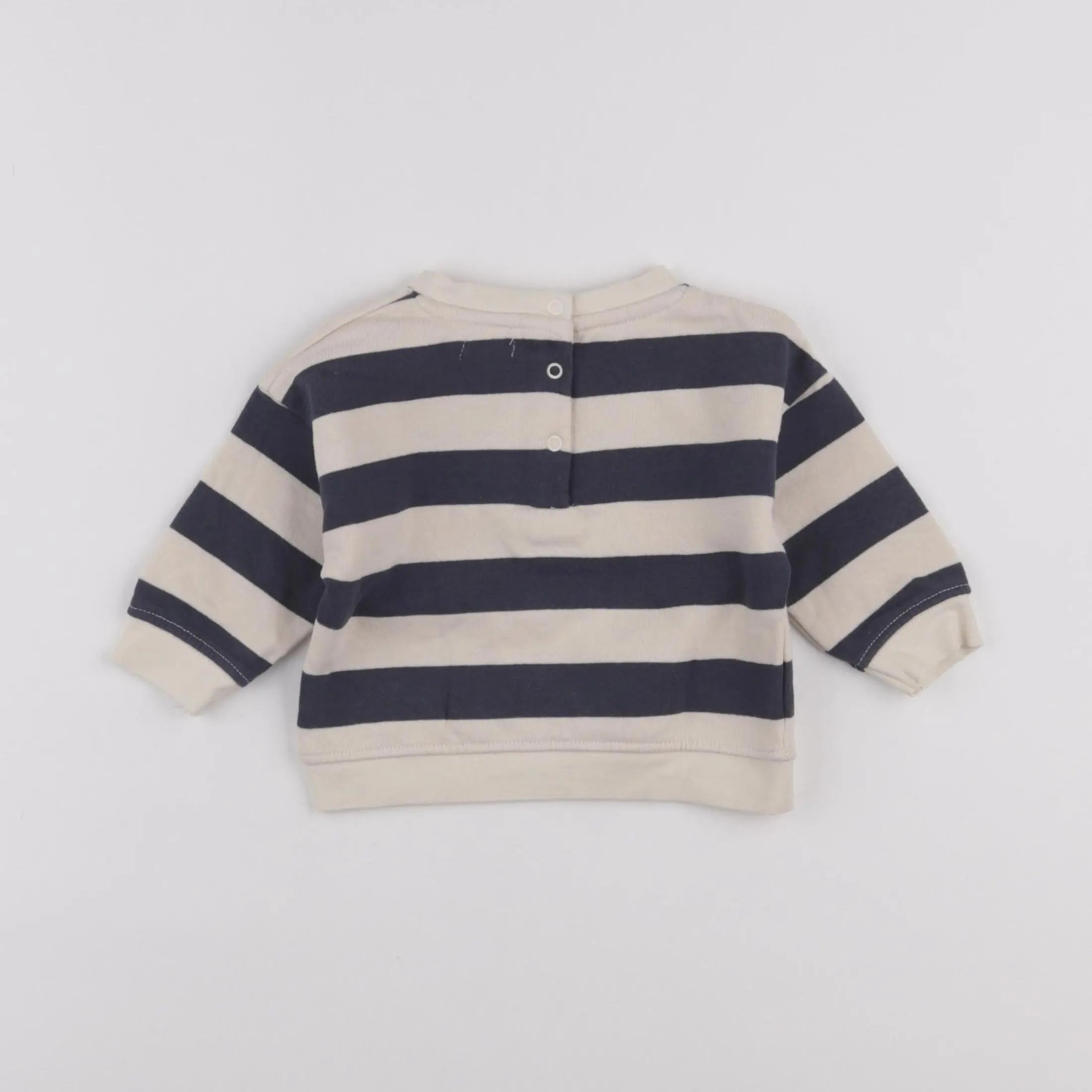 Vertbaudet - sweat beige, bleu - 6 mois