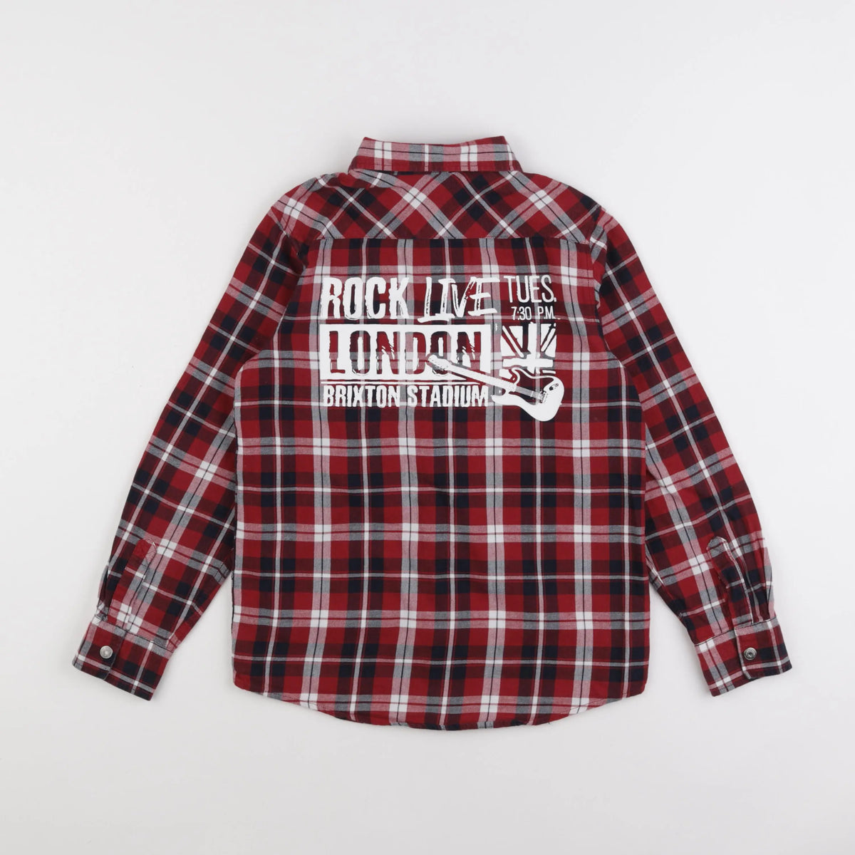 Vertbaudet - chemise imprimé au dos rouge - 10 ans