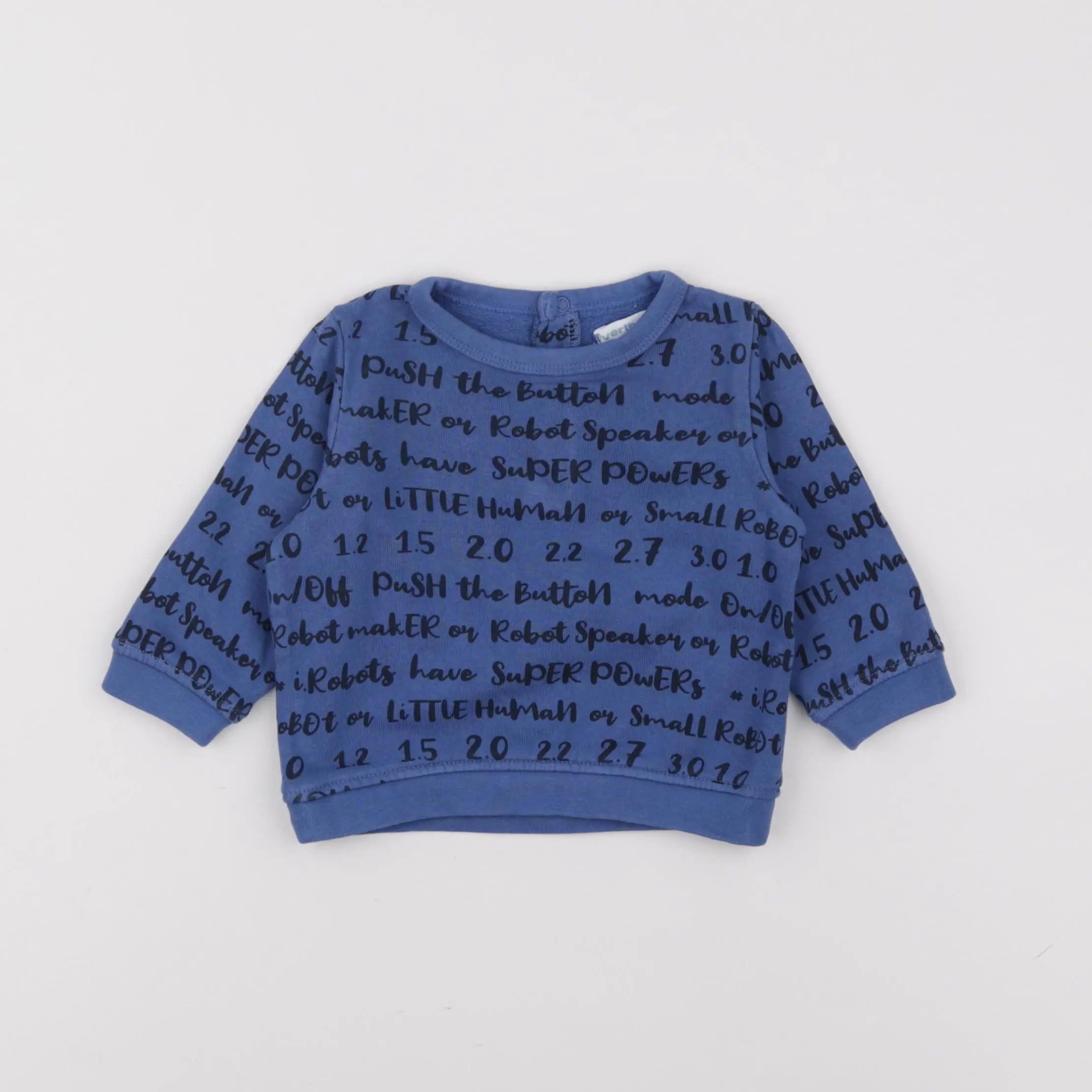 Vertbaudet - sweat bleu - 6 mois