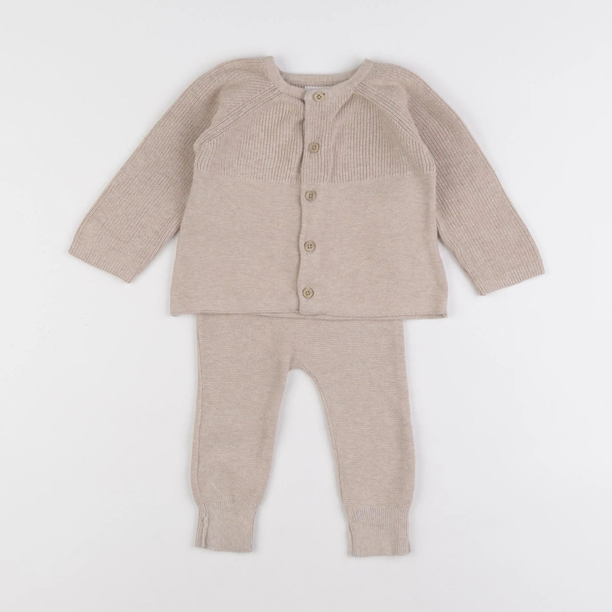 Vertbaudet - ensemble beige - 12 mois