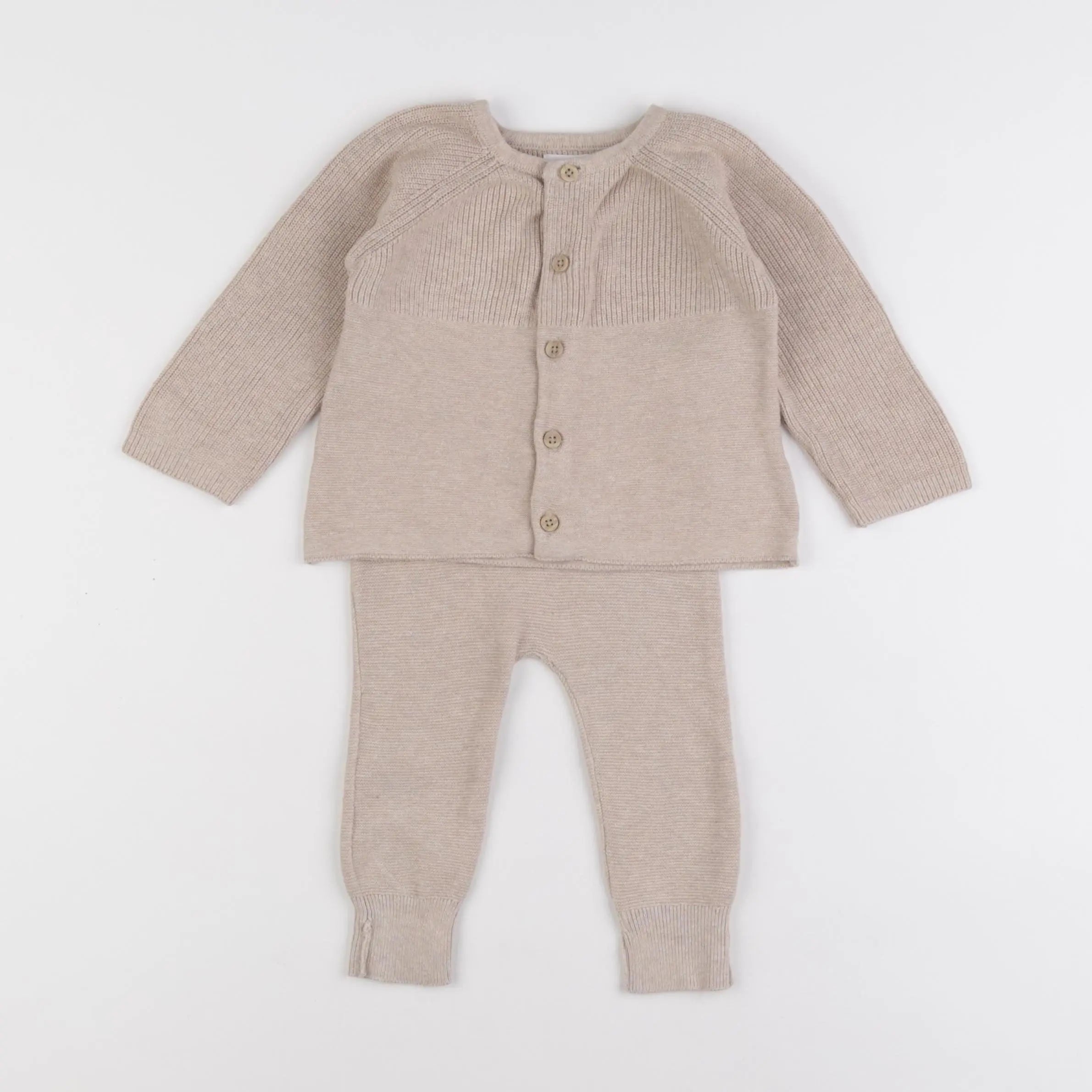 Vertbaudet - ensemble beige - 12 mois