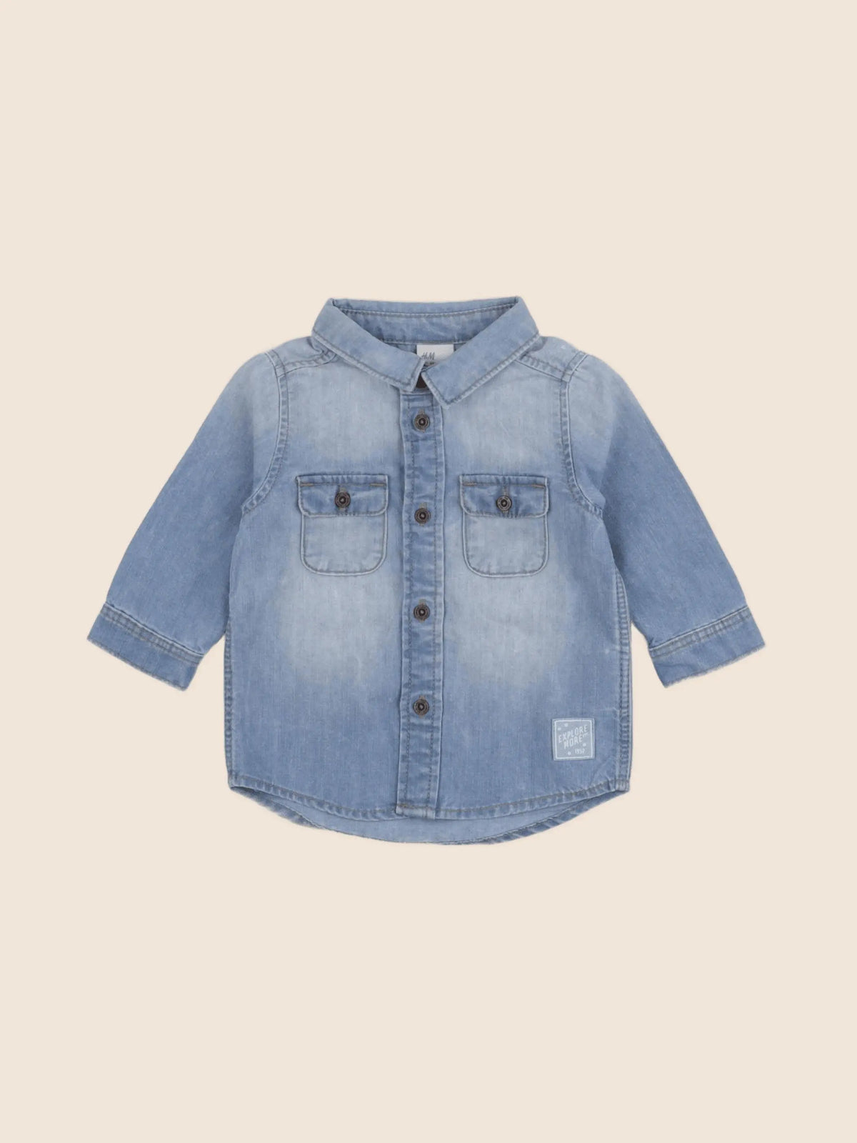 H&M - chemise bleu - 4/6 mois