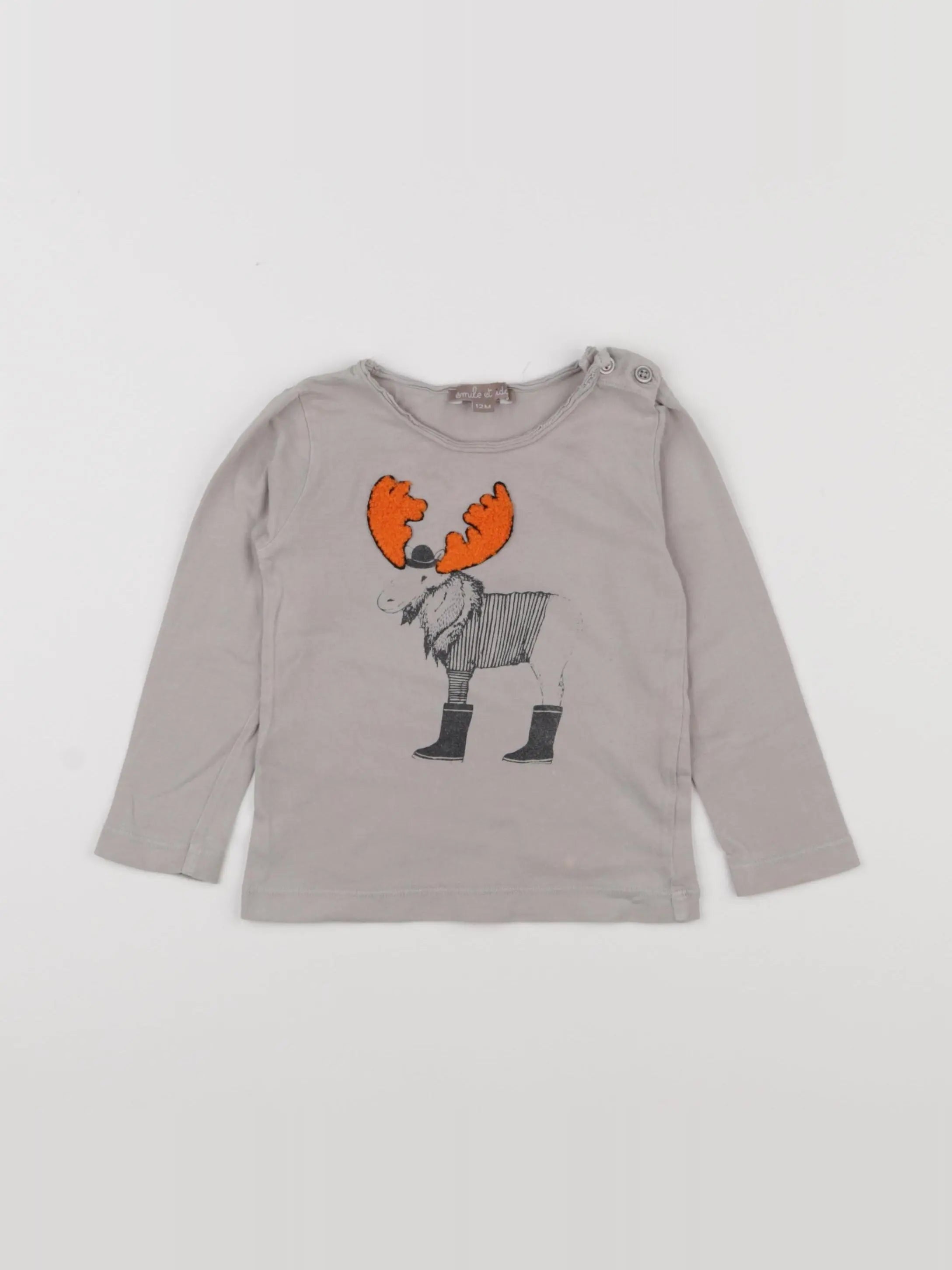 Emile et Ida - tee-shirt gris - 12 mois