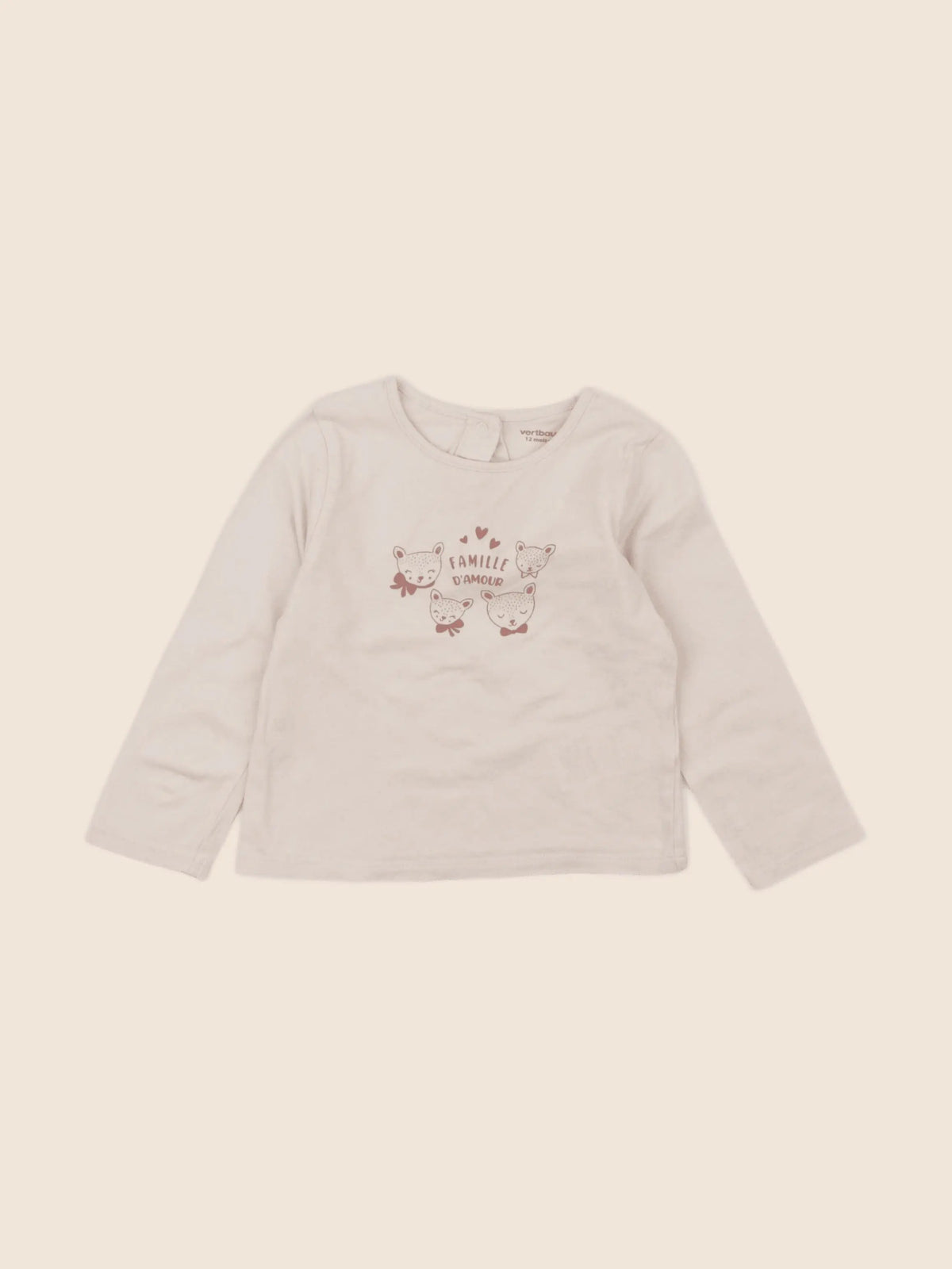 Vertbaudet - tee-shirt beige - 12 mois