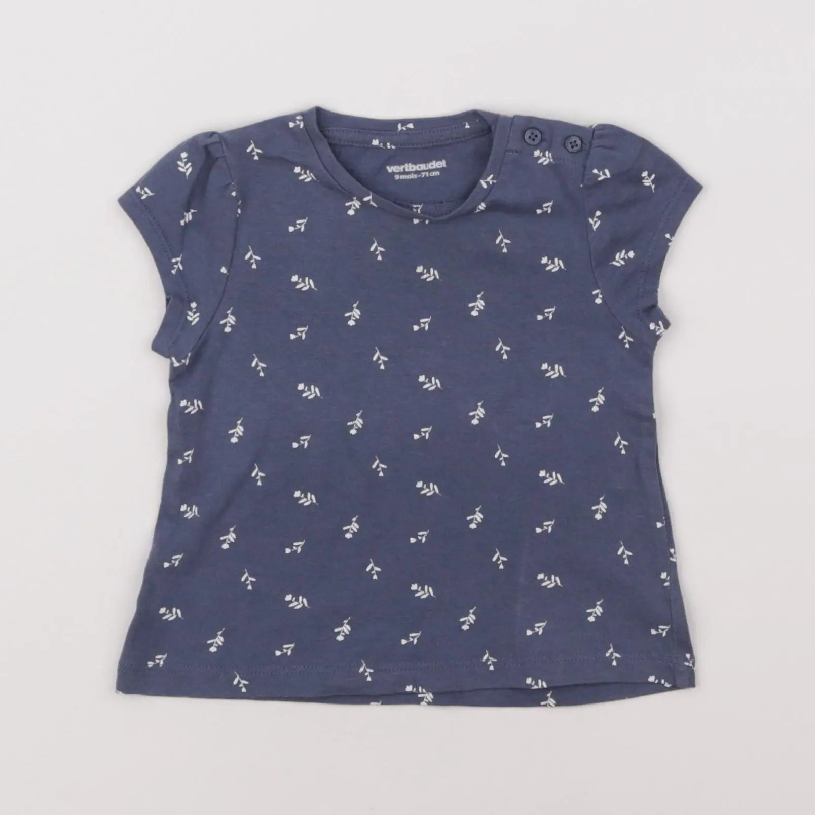 Vertbaudet - tee-shirt bleu - 9 mois